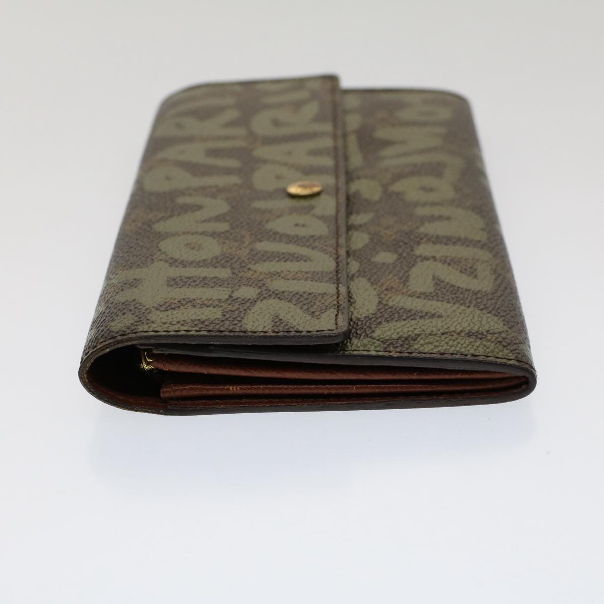 LOUIS VUITTON Graffiti Porte Monnaie Credit Long Wallet Khaki M92188 Auth yk8240