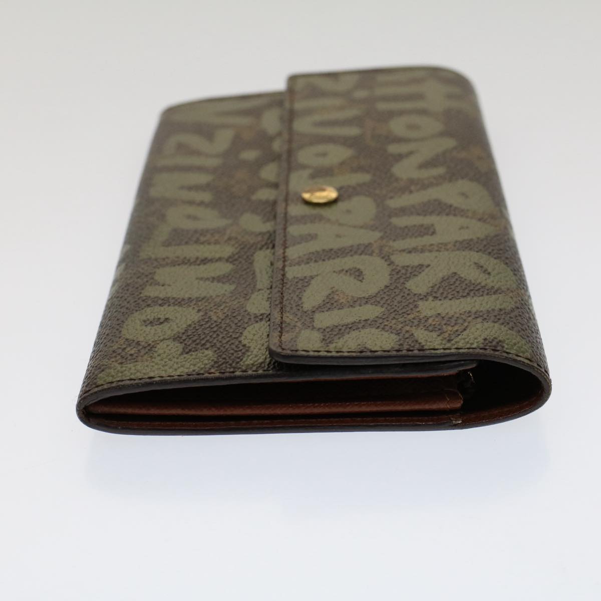 LOUIS VUITTON Graffiti Porte Monnaie Credit Long Wallet Khaki M92188 Auth yk8240