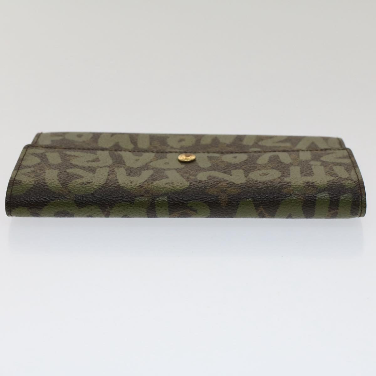 LOUIS VUITTON Graffiti Porte Monnaie Credit Long Wallet Khaki M92188 Auth yk8240