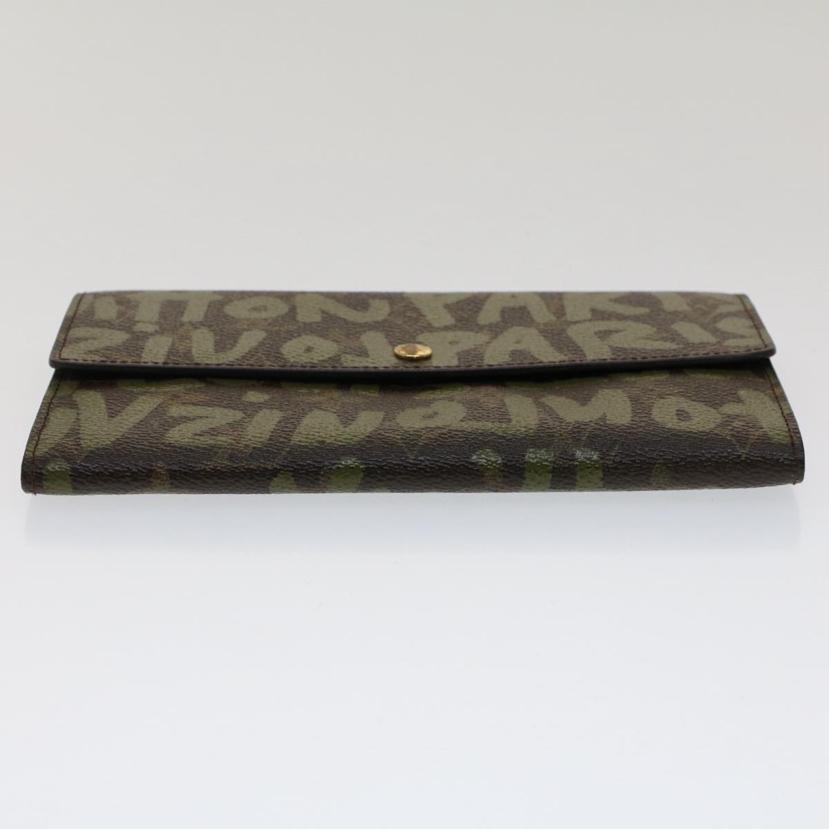 LOUIS VUITTON Graffiti Porte Monnaie Credit Long Wallet Khaki M92188 Auth yk8240