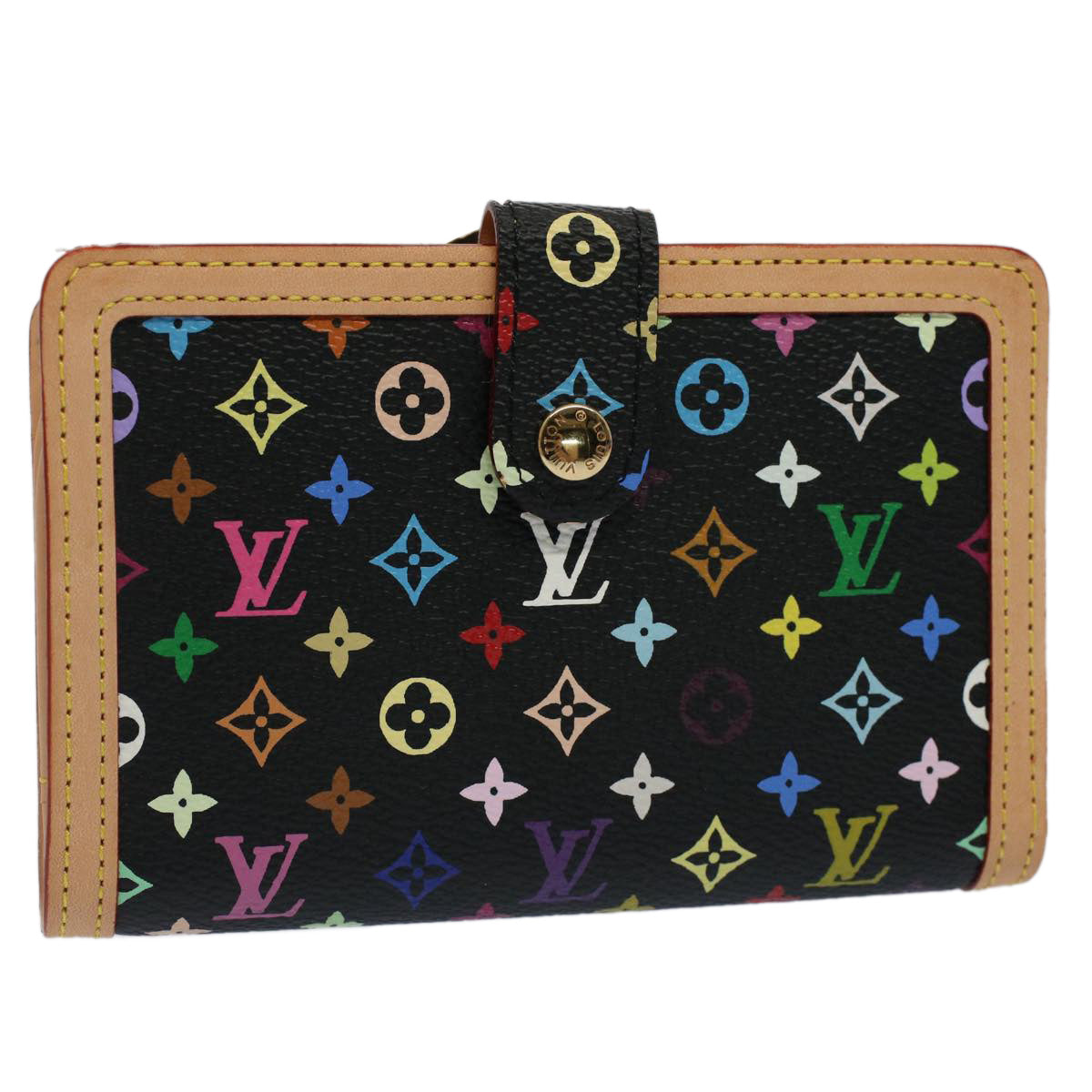 LOUIS VUITTON Multicolor Portefeuille Viennois Wallet Black M92988 Auth yk8270