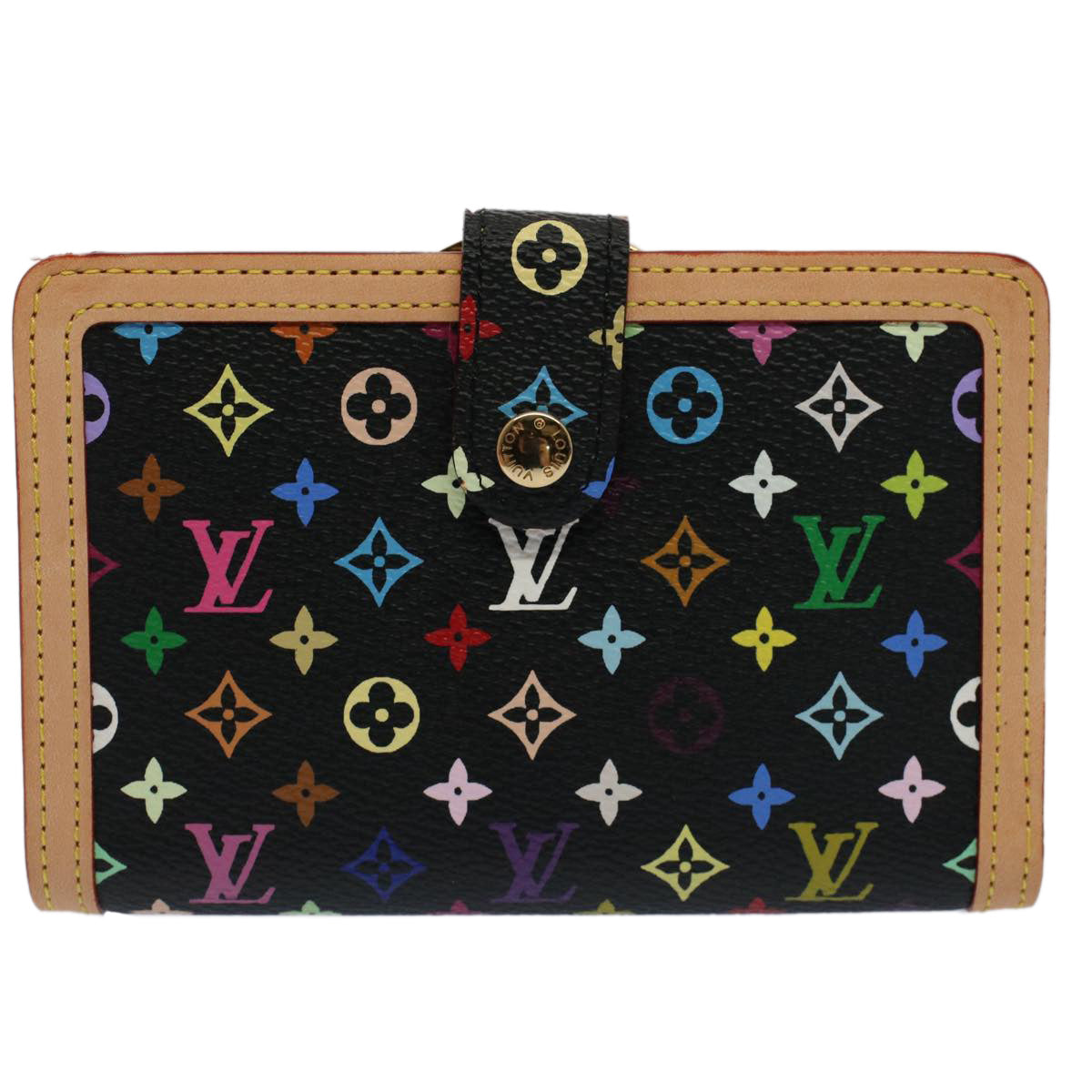 LOUIS VUITTON Multicolor Portefeuille Viennois Wallet Black M92988 Auth yk8270