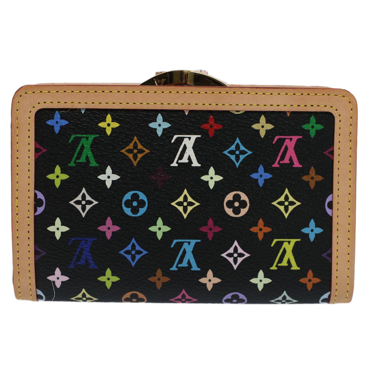 LOUIS VUITTON Multicolor Portefeuille Viennois Wallet Black M92988 Auth yk8270