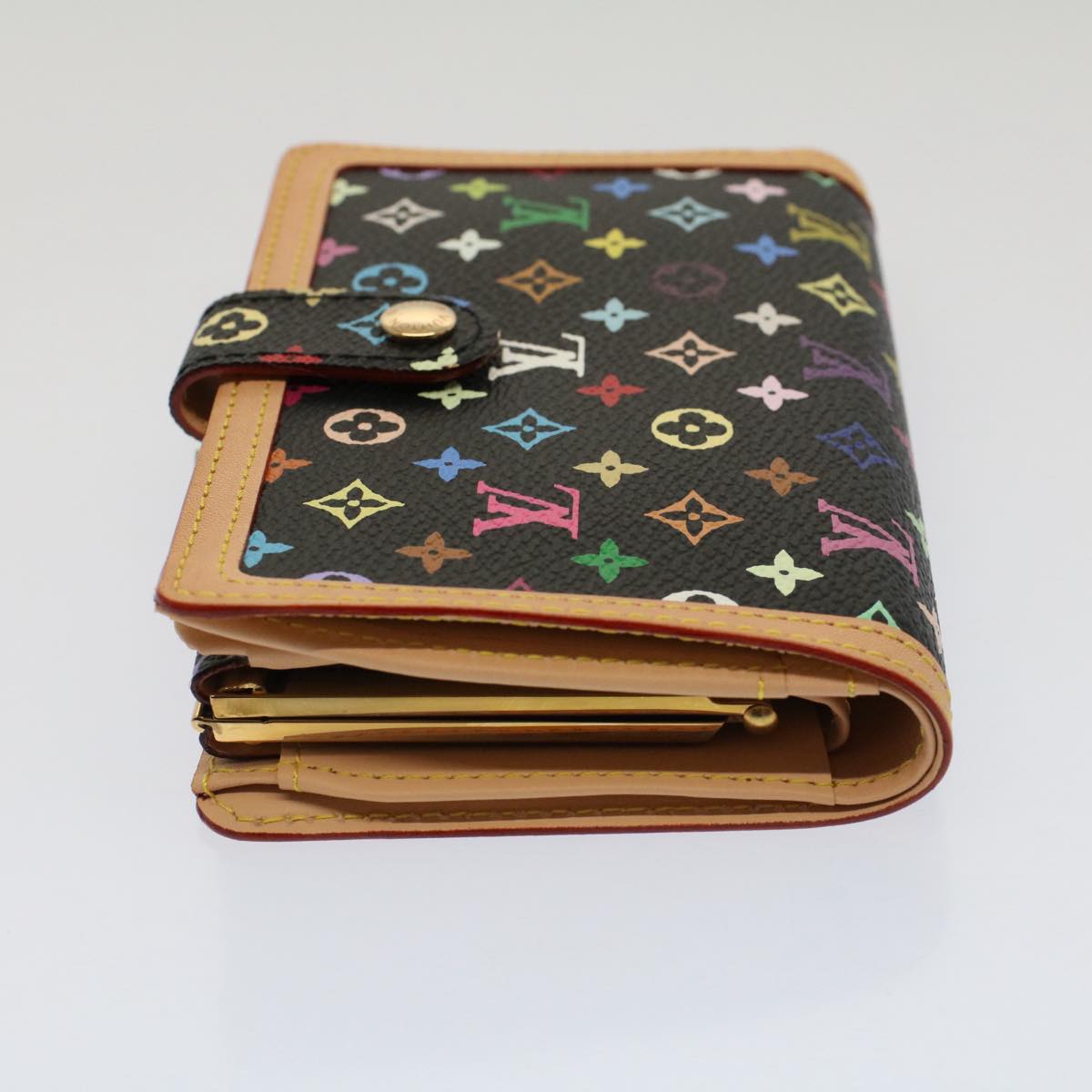 LOUIS VUITTON Multicolor Portefeuille Viennois Wallet Black M92988 Auth yk8270