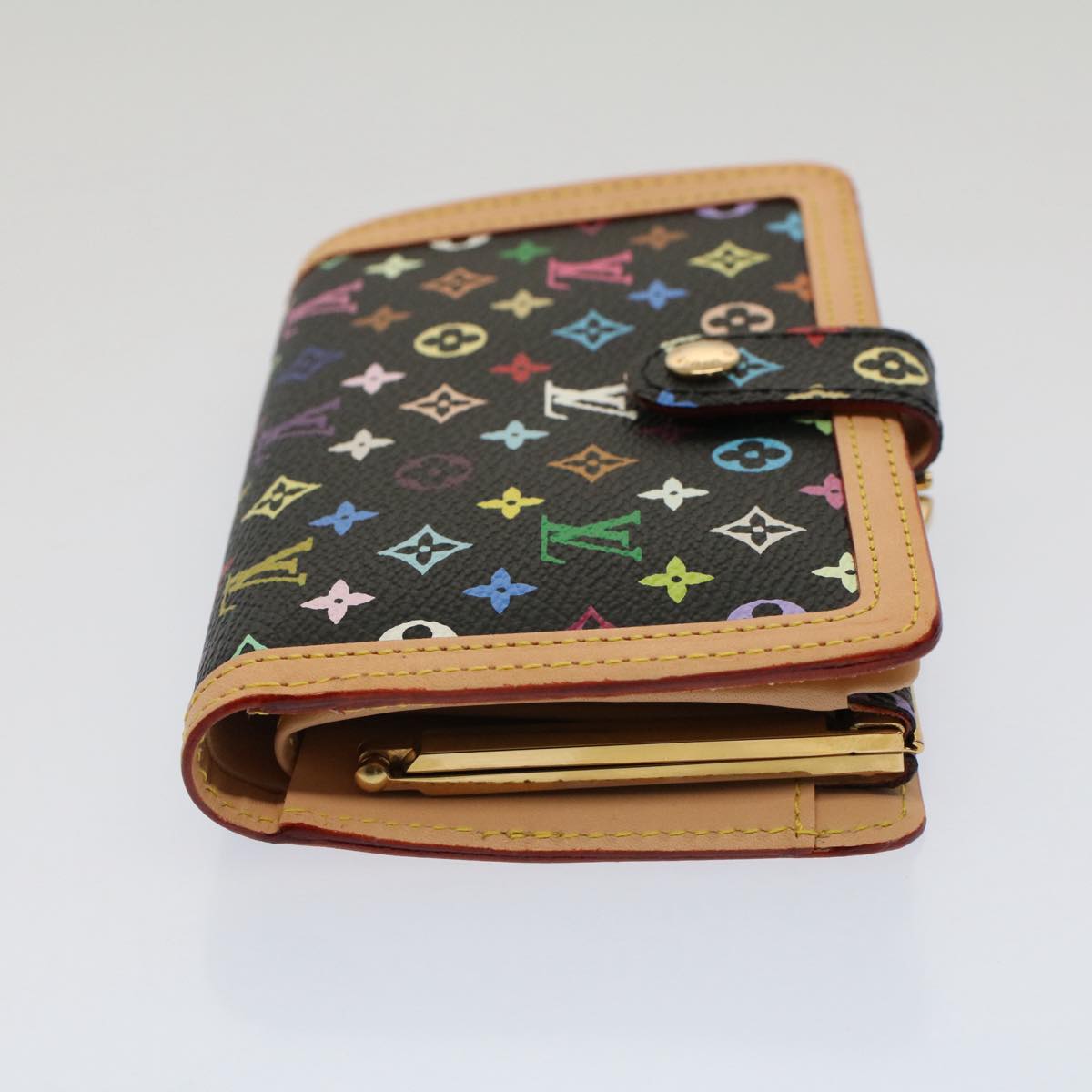 LOUIS VUITTON Multicolor Portefeuille Viennois Wallet Black M92988 Auth yk8270