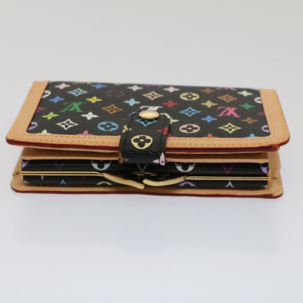 LOUIS VUITTON Multicolor Portefeuille Viennois Wallet Black M92988 Auth yk8270