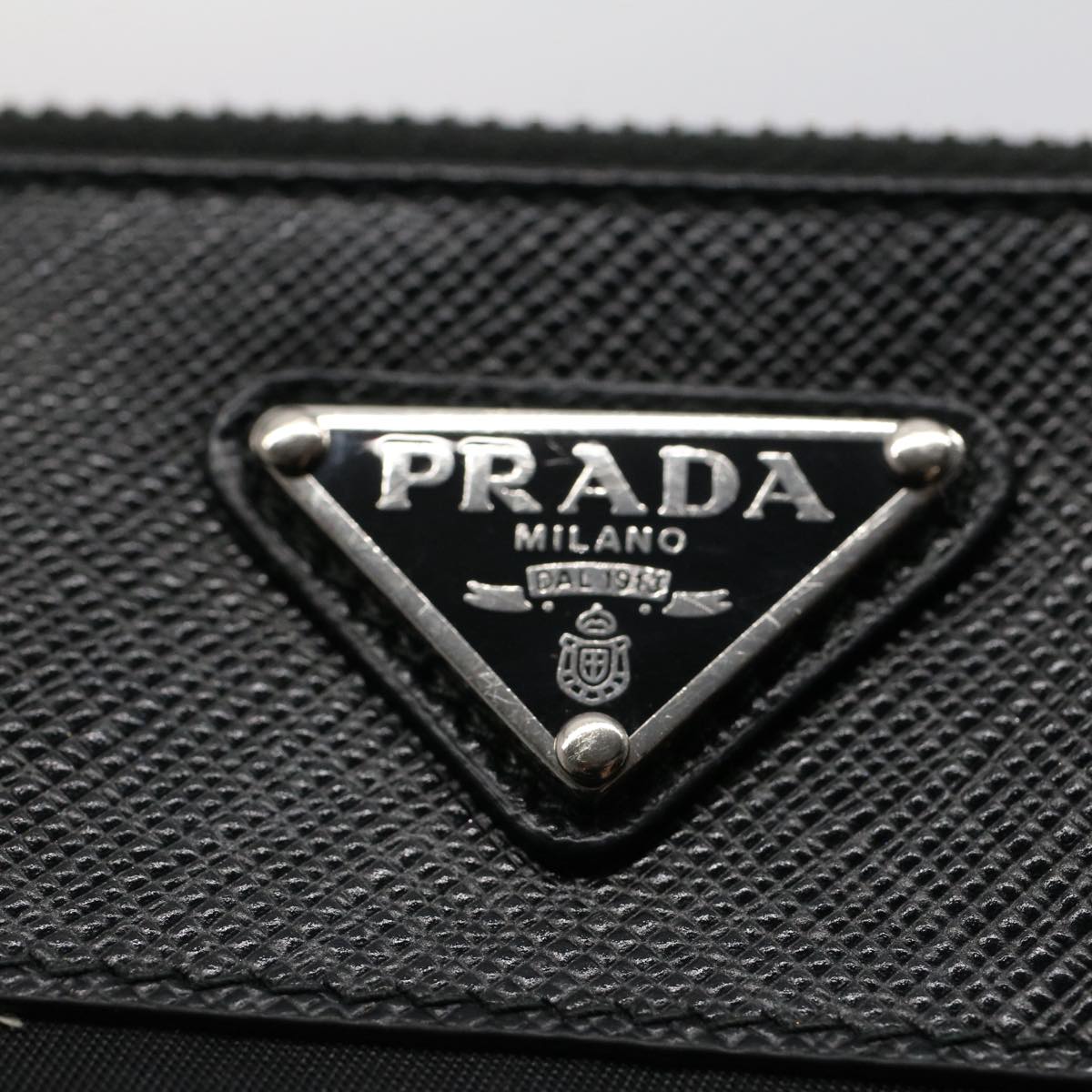 PRADA Pouch Nylon Leather Black Auth yk8278