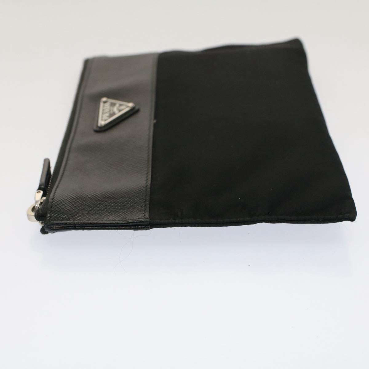 PRADA Pouch Nylon Leather Black Auth yk8278