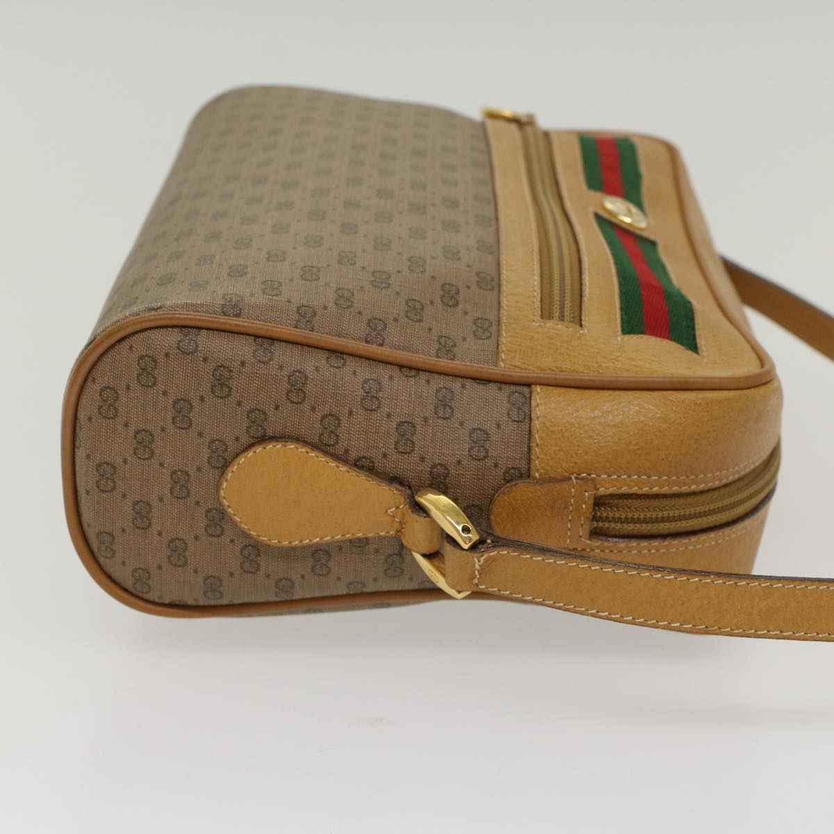 GUCCI Micro GG Canvas Web Sherry Line Shoulder Bag Beige 56.02.088 Auth yk8307