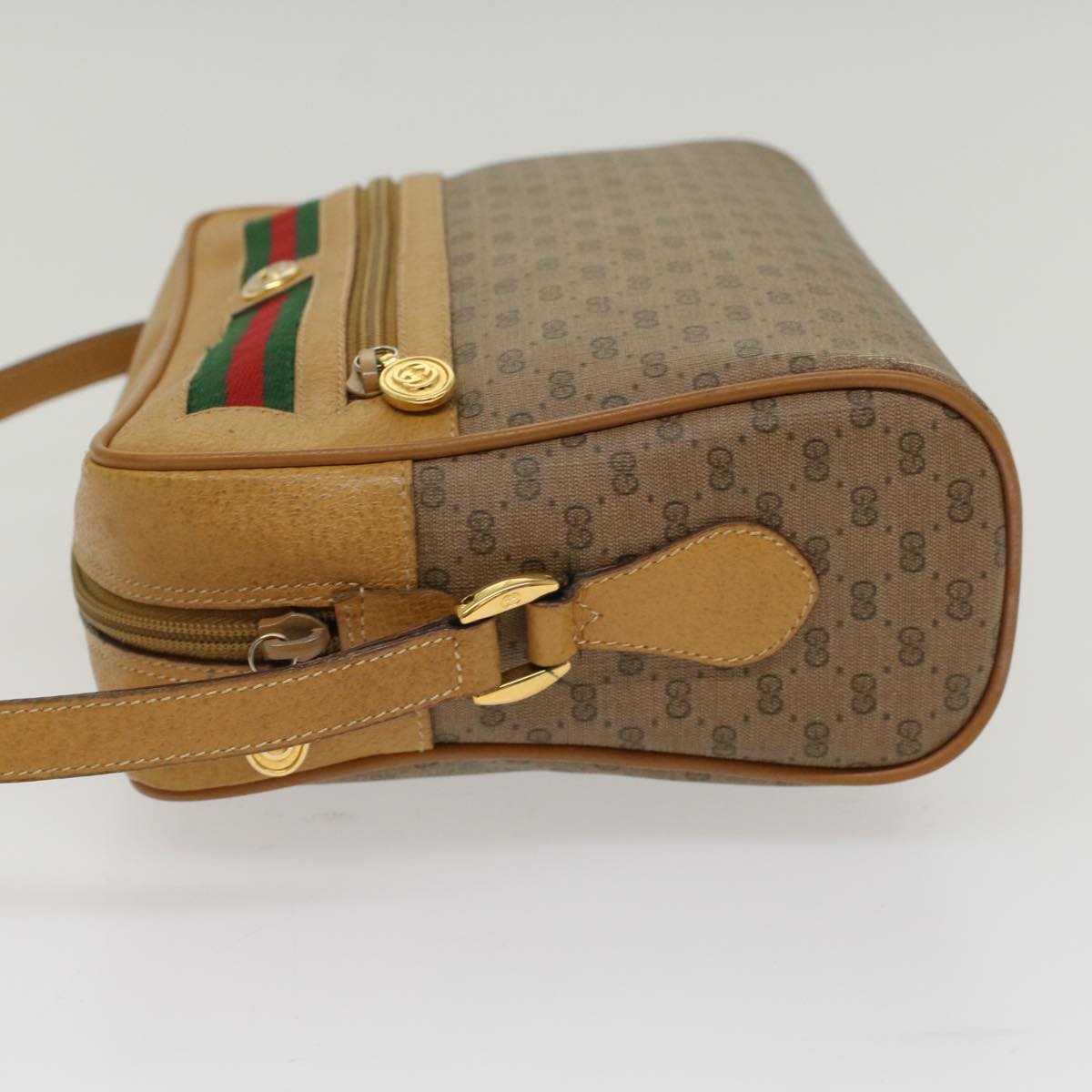 GUCCI Micro GG Canvas Web Sherry Line Shoulder Bag Beige 56.02.088 Auth yk8307