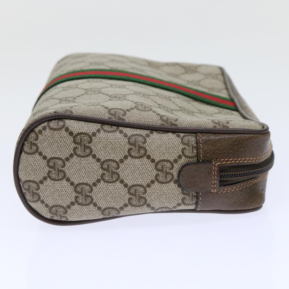 GUCCI GG Canvas Web Sherry Line Clutch Bag Beige Red 63 01 012 Auth yk8363B