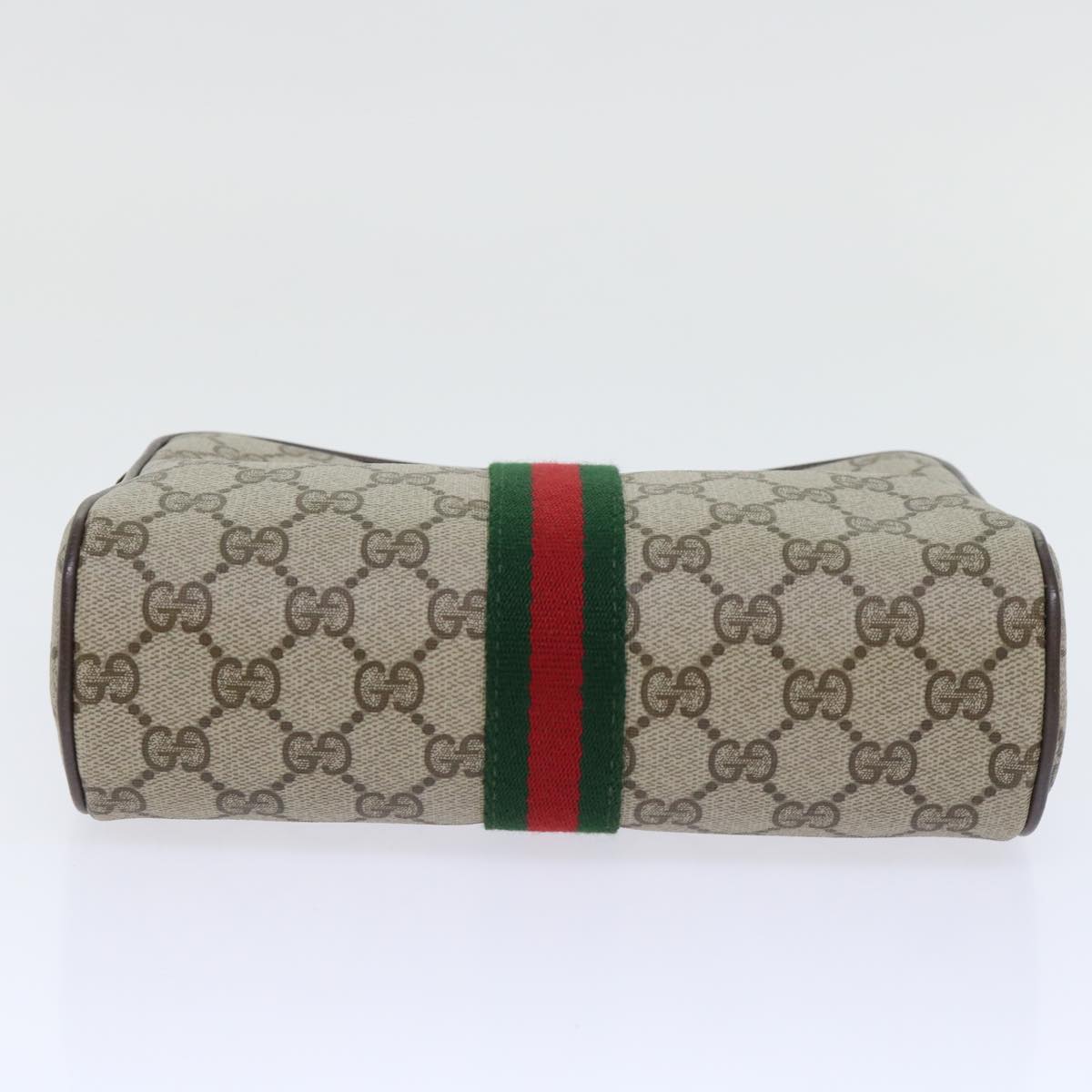 GUCCI GG Canvas Web Sherry Line Clutch Bag Beige Red 63 01 012 Auth yk8363B