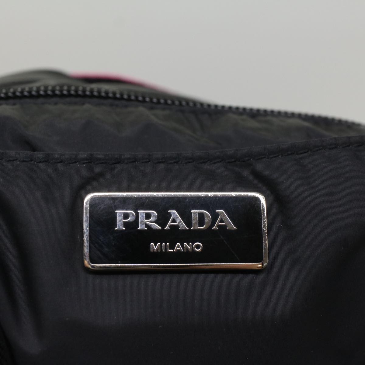 PRADA Tote Bag Nylon Pink Black Auth yk8416