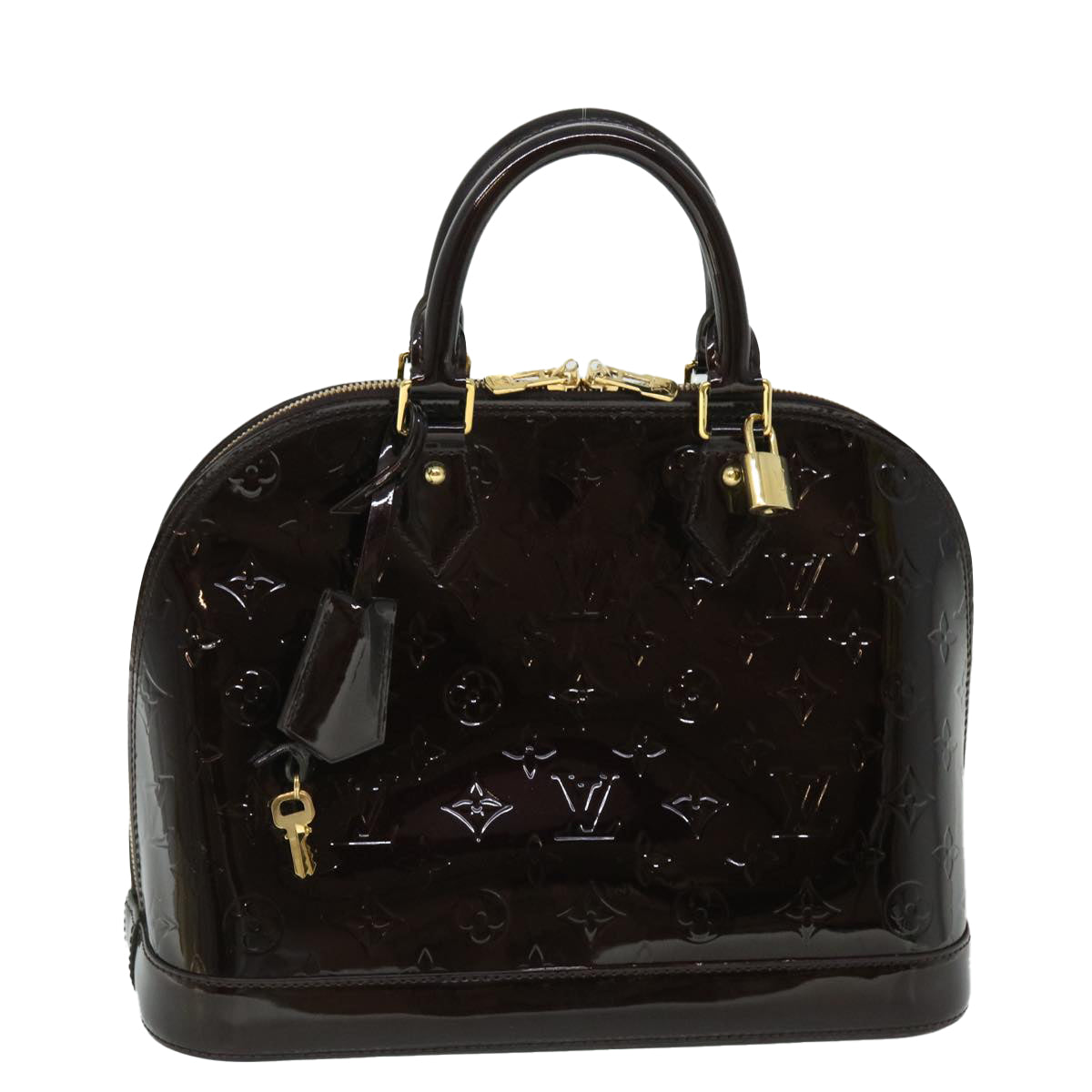 LOUIS VUITTON Monogram Vernis Alma PM Hand Bag Amarante M91611 LV Auth yk8420