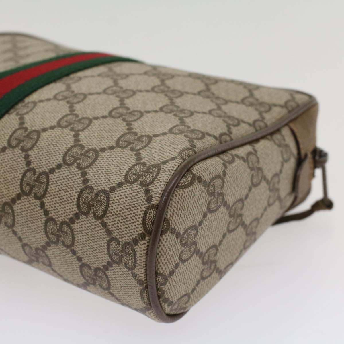 GUCCI GG Canvas Web Sherry Line Clutch Bag Beige Red Green 89 01 012 Auth yk8427