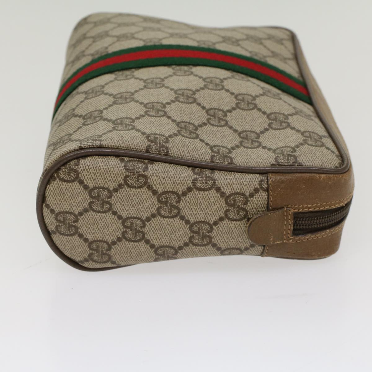 GUCCI GG Canvas Web Sherry Line Clutch Bag Beige Red Green 89 01 012 Auth yk8427