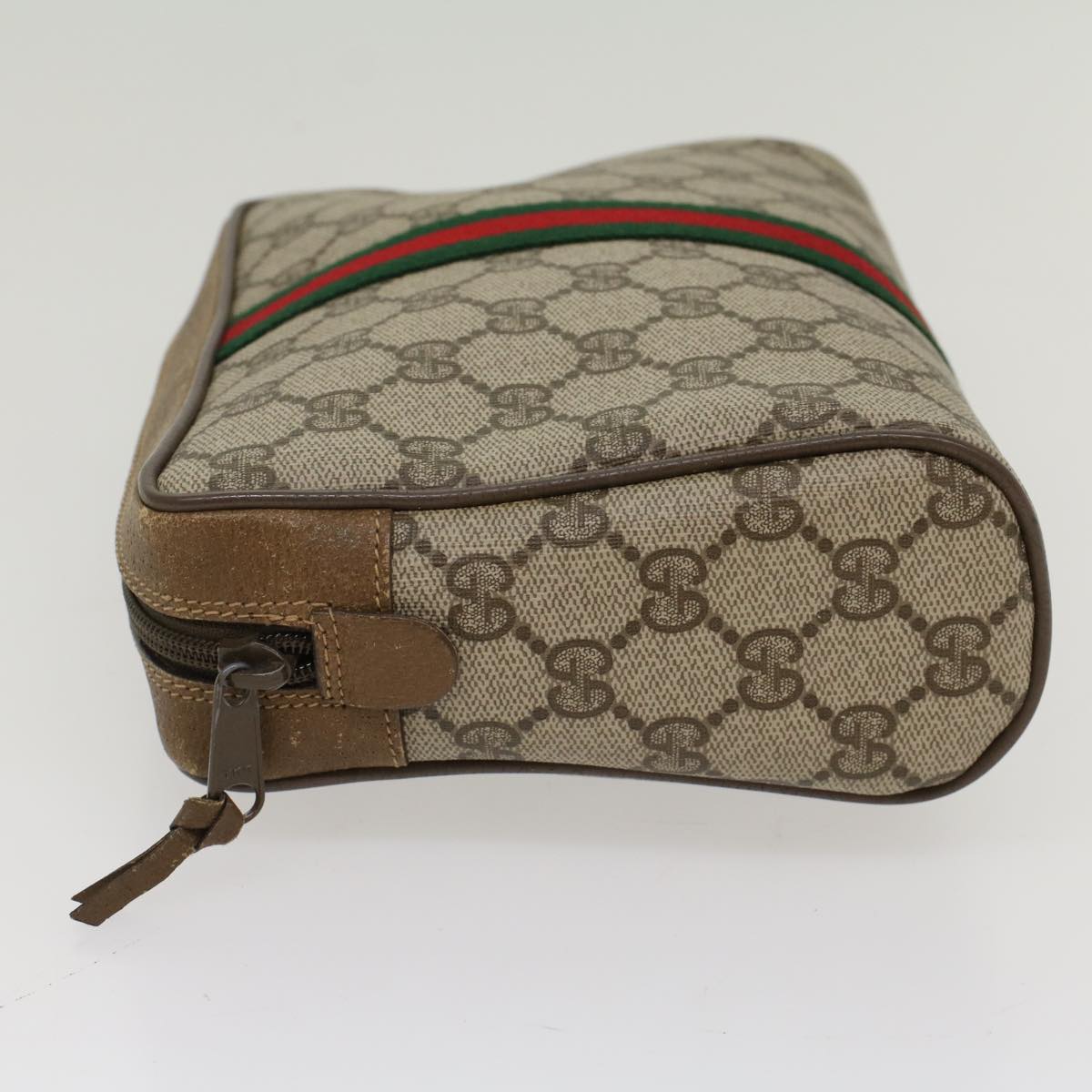 GUCCI GG Canvas Web Sherry Line Clutch Bag Beige Red Green 89 01 012 Auth yk8427