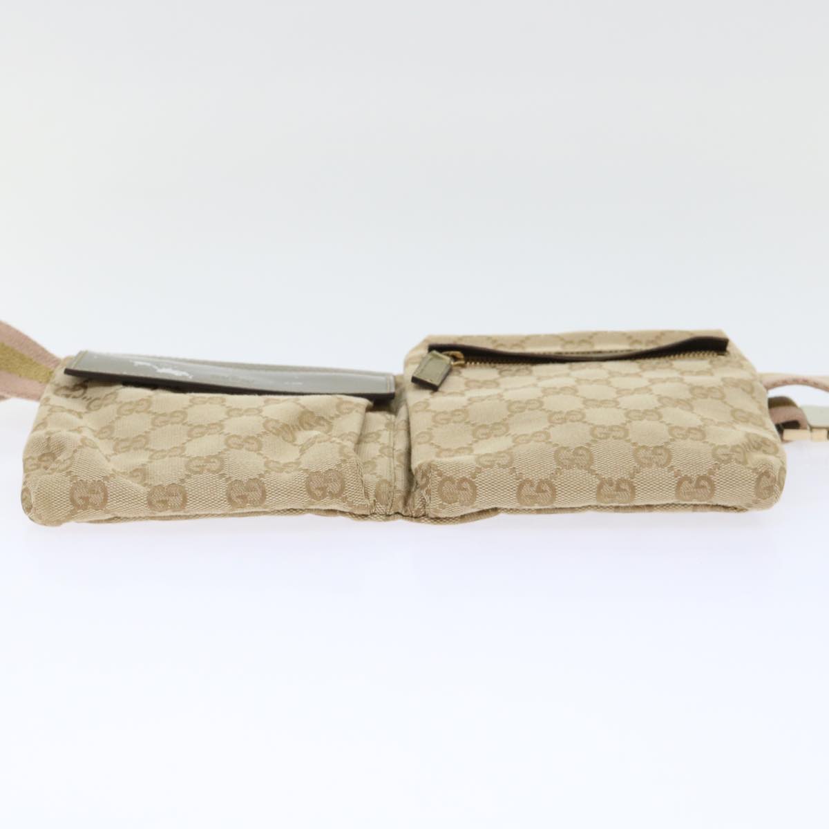 GUCCI GG Canvas Sherry Line Waist bag Beige Gold pink 28566 Auth yk8454