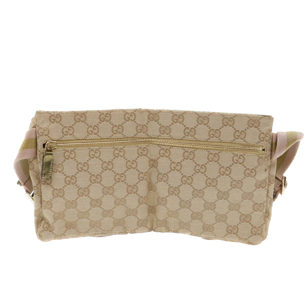 GUCCI GG Canvas Sherry Line Waist bag Beige Gold pink 28566 Auth yk8454