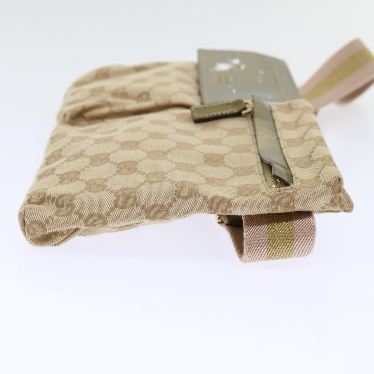 GUCCI GG Canvas Sherry Line Waist bag Beige Gold pink 28566 Auth yk8454