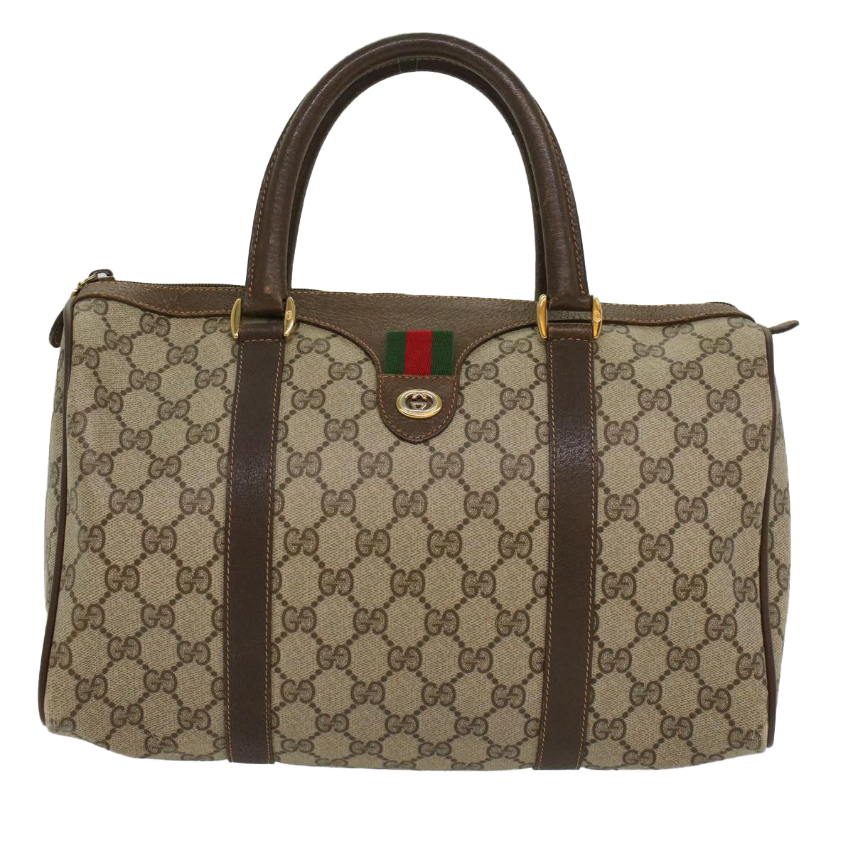 GUCCI GG Canvas Web Sherry Line Boston Bag Beige Red Green 40.02.007 Auth yk8533