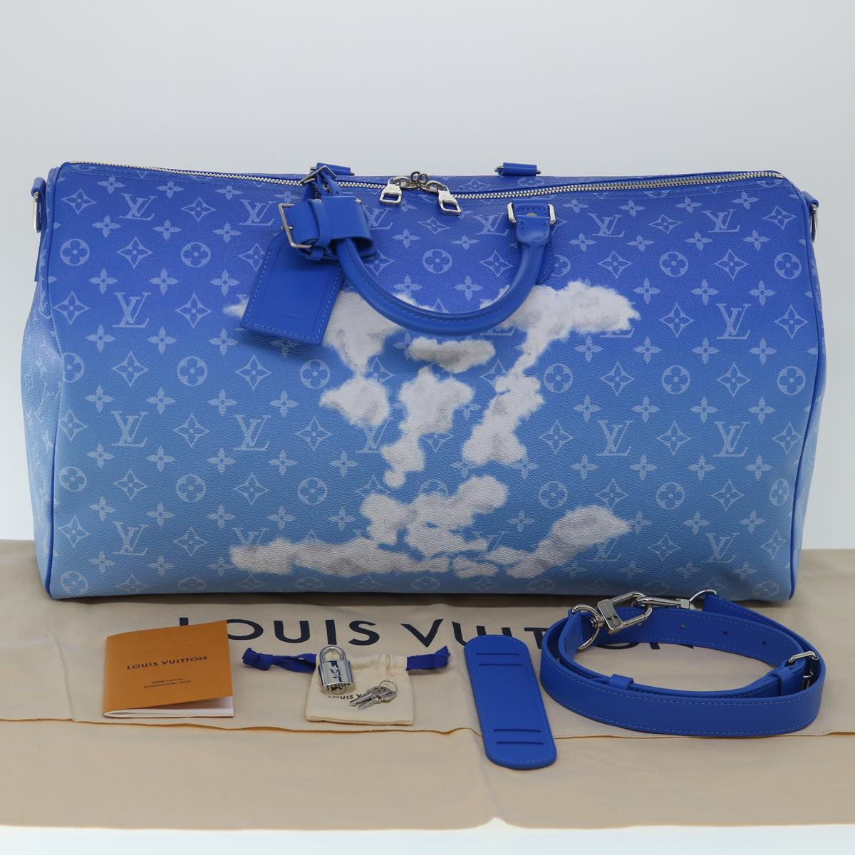 LOUIS VUITTON Monogram Clouds Keepall Bandouliere 50 Bag M45428 Auth yk8550A