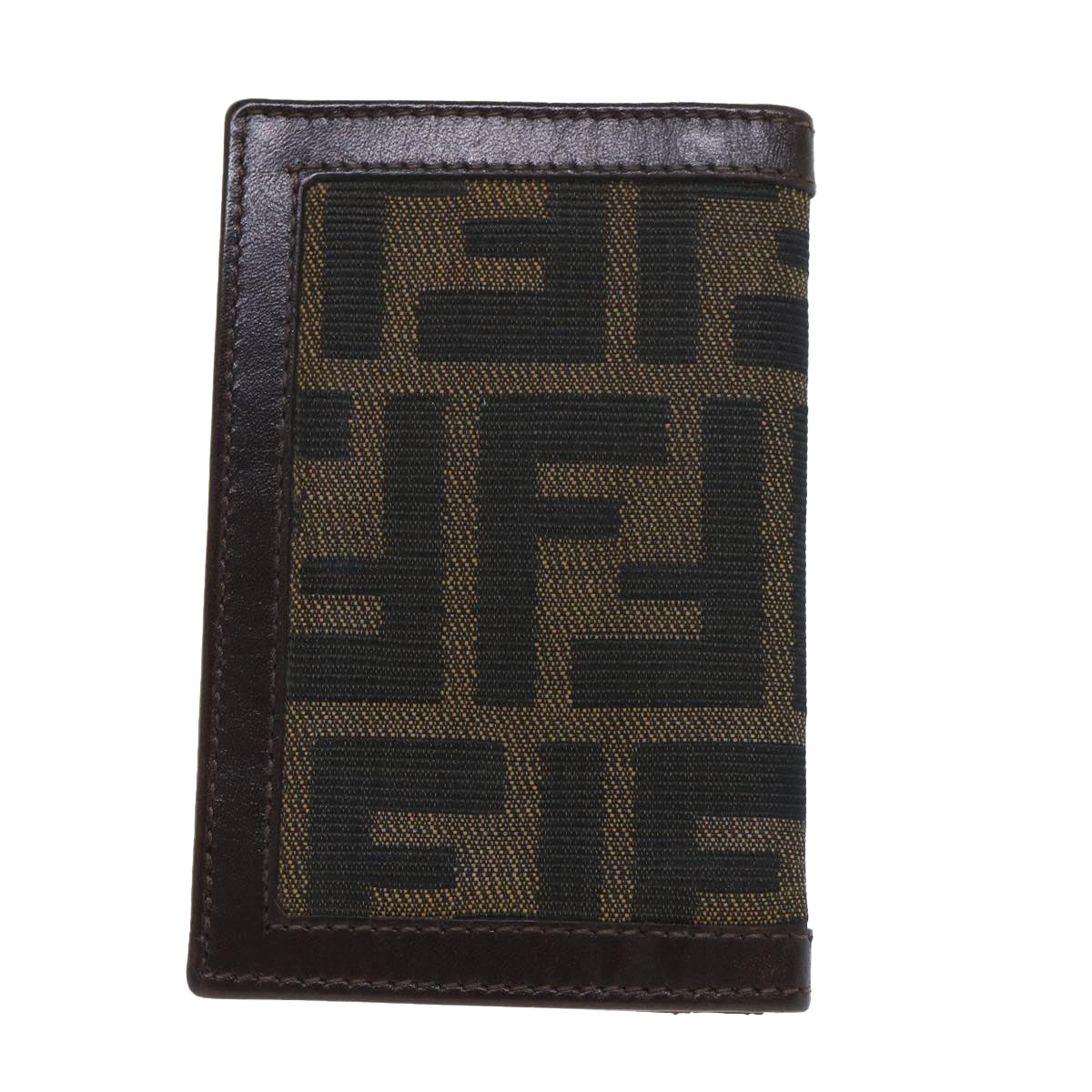 FENDI Zucca Canvas Card Case Black Brown Auth yk8552