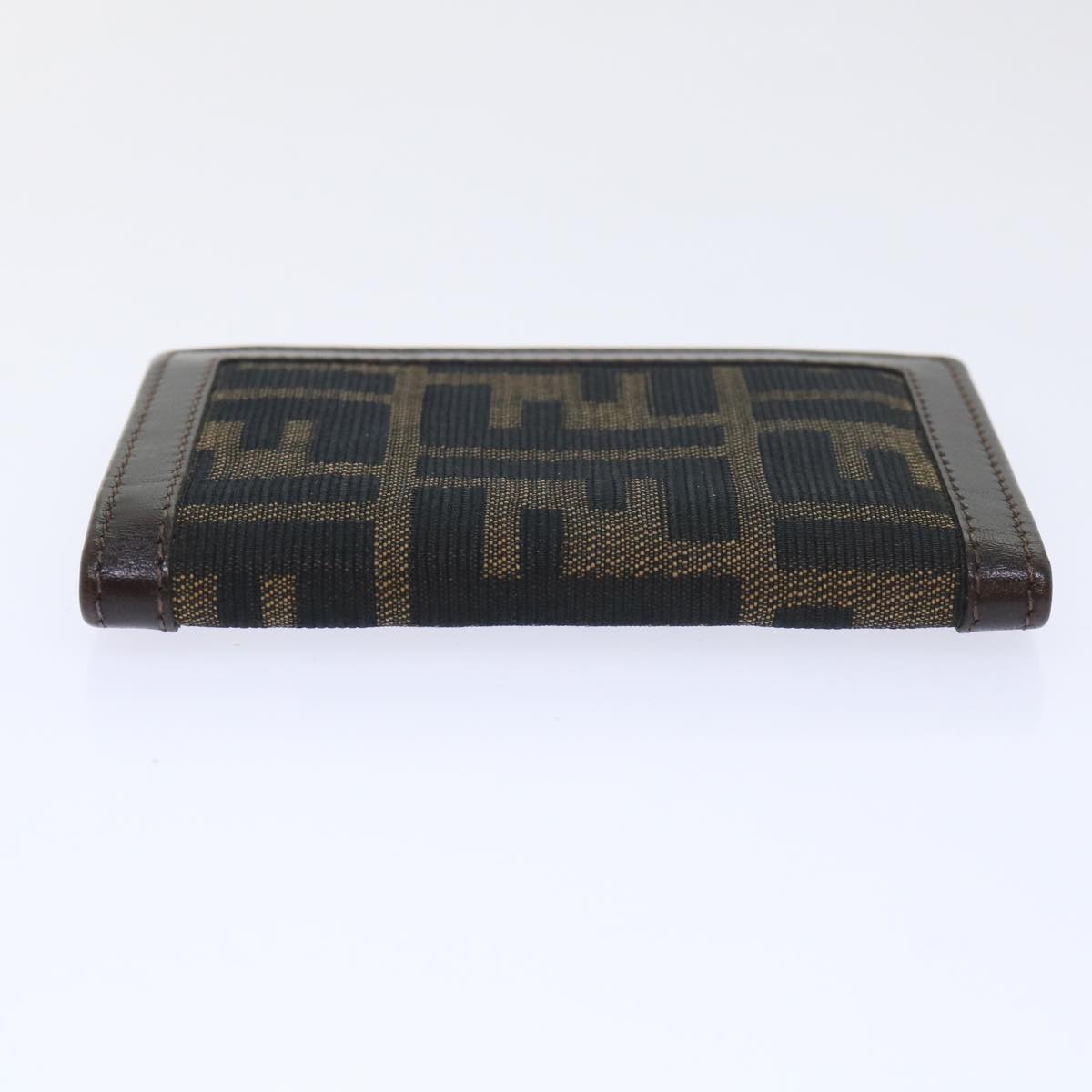 FENDI Zucca Canvas Card Case Black Brown Auth yk8552