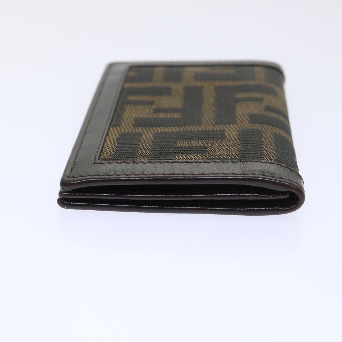 FENDI Zucca Canvas Card Case Black Brown Auth yk8552