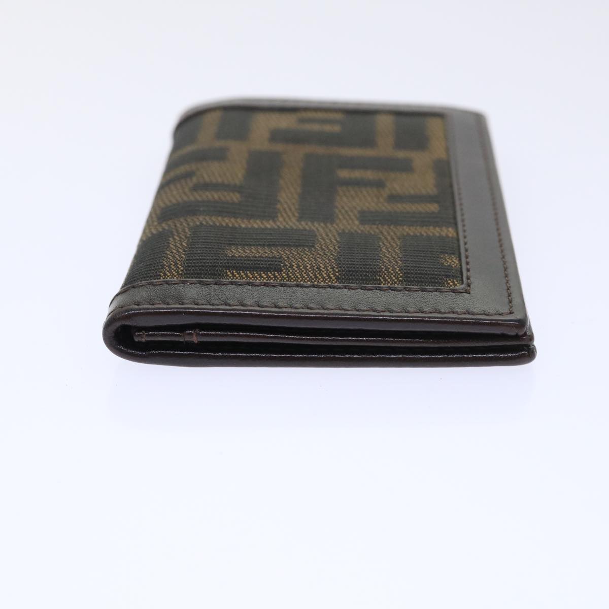 FENDI Zucca Canvas Card Case Black Brown Auth yk8552