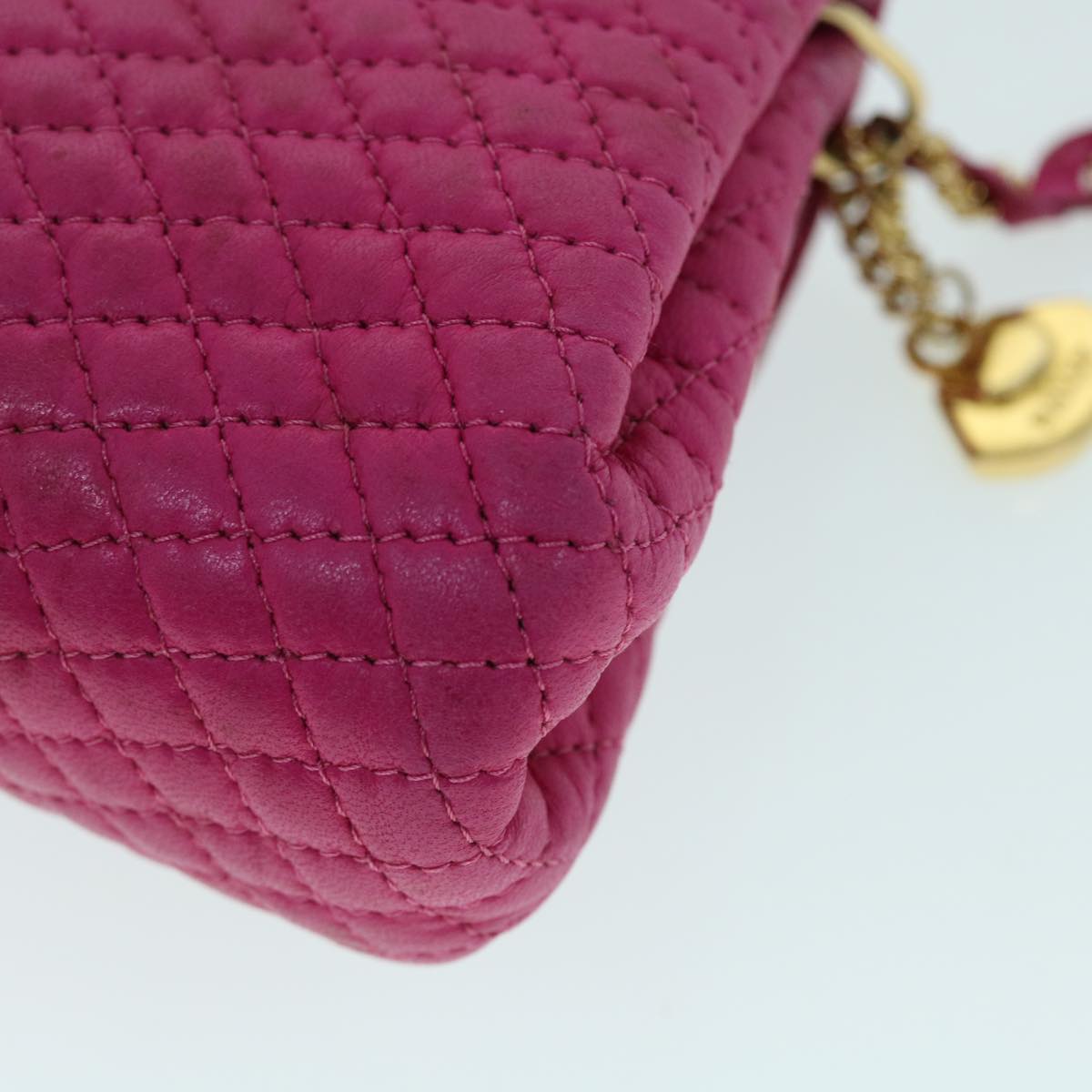 BALLY Quilted Chain Shoulder Bag Leather Pink Auth yk8568