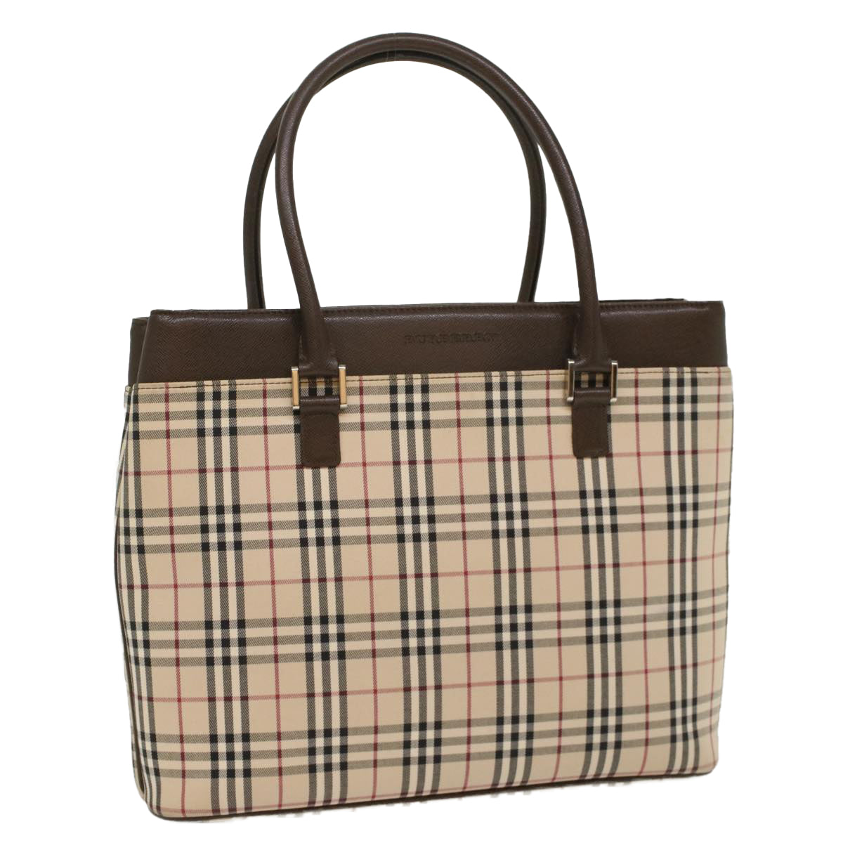 BURBERRY Nova Check Tote Bag Nylon Leather Beige Auth yk8590