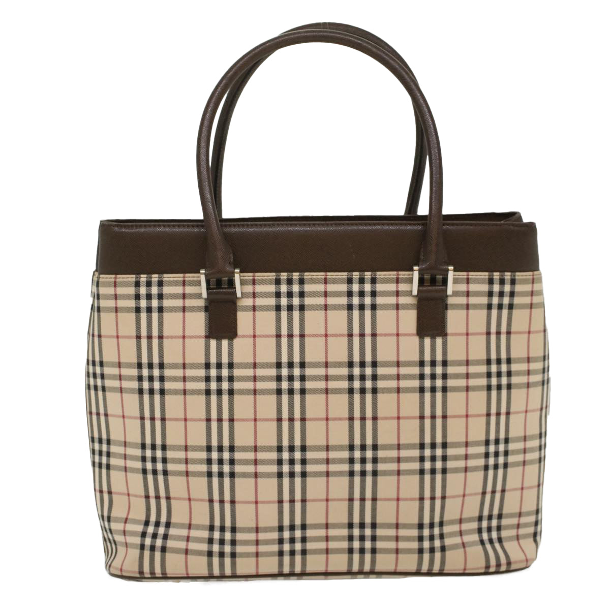 BURBERRY Nova Check Tote Bag Nylon Leather Beige Auth yk8590