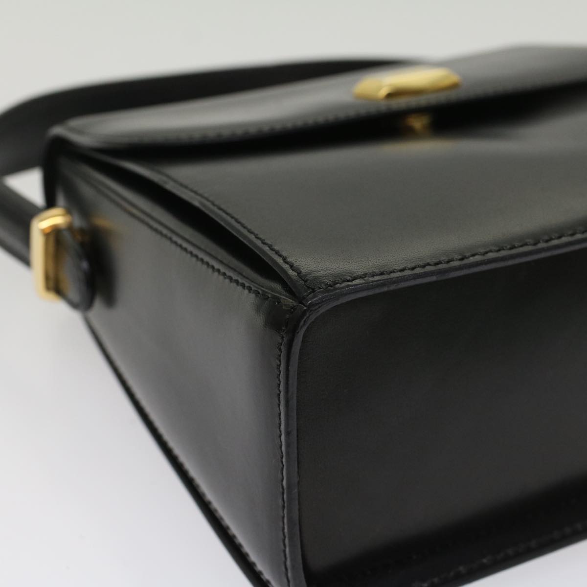 BALLY Hand Bag Leather Black Auth yk8682