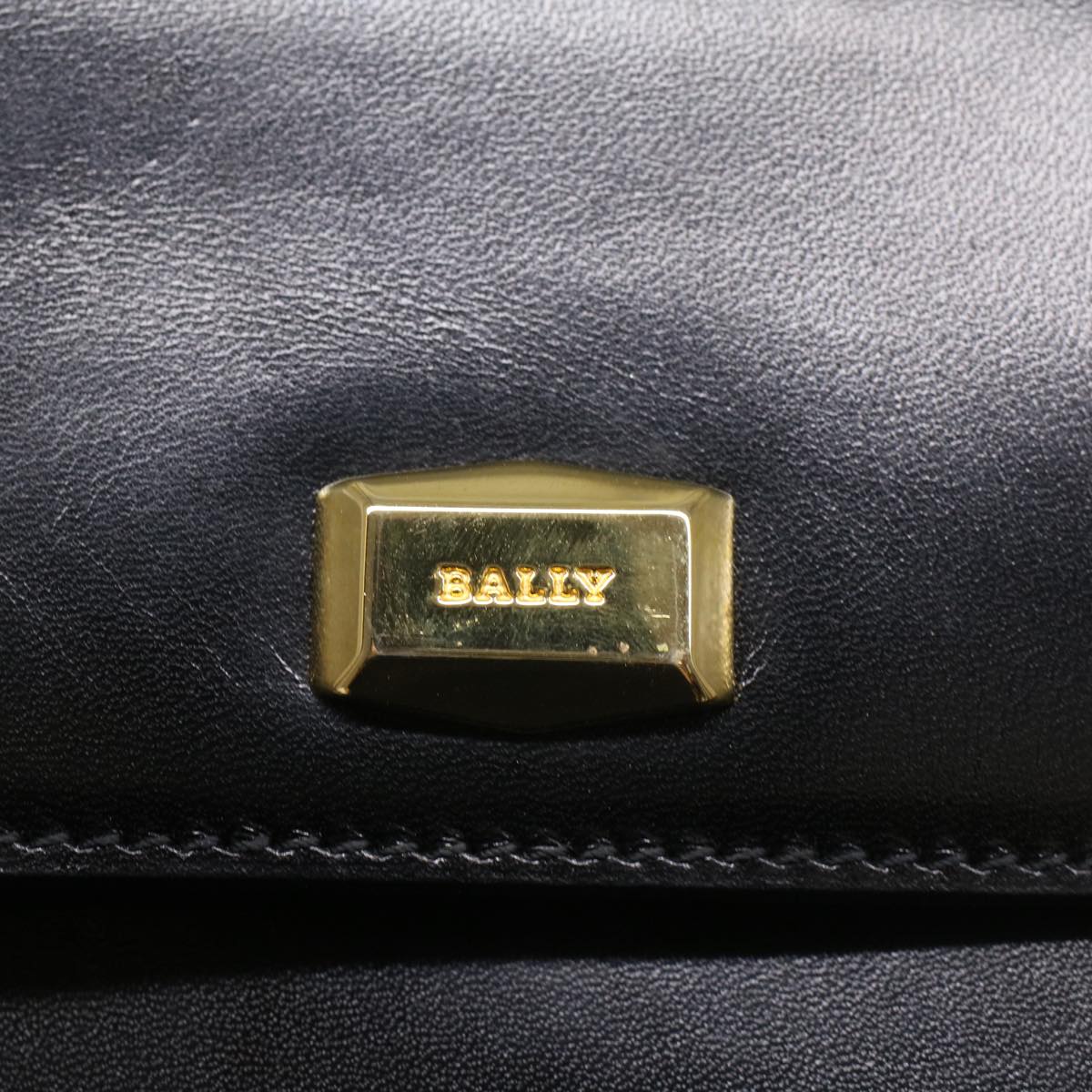 BALLY Hand Bag Leather Black Auth yk8682