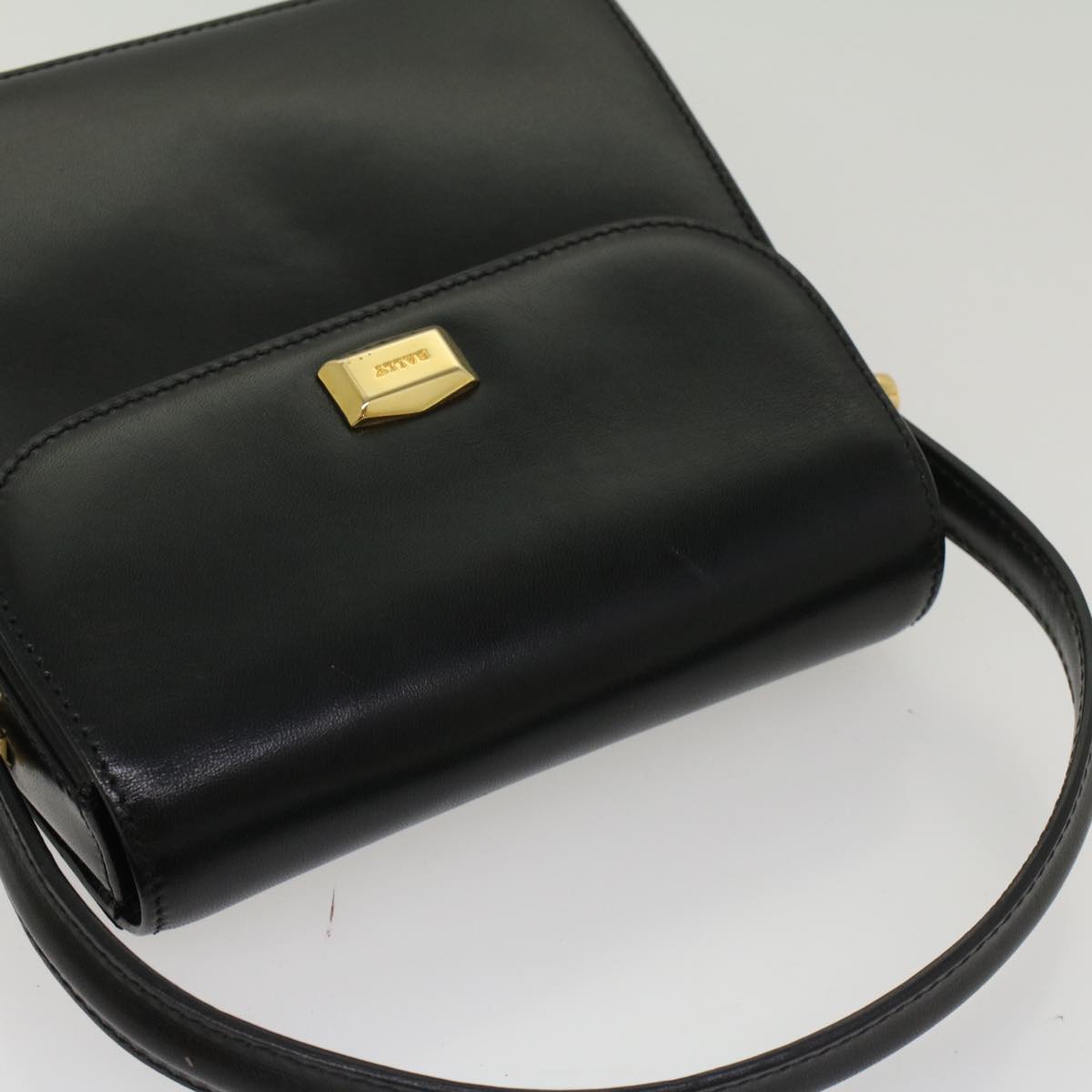 BALLY Hand Bag Leather Black Auth yk8682