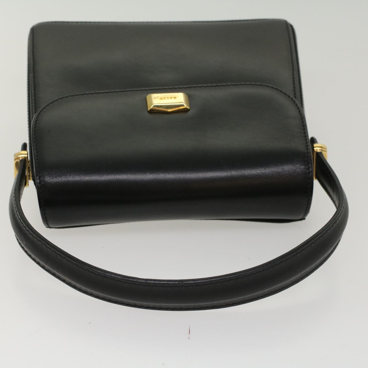 BALLY Hand Bag Leather Black Auth yk8682