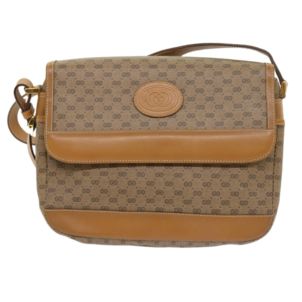 GUCCI Micro GG Canvas Shoulder Bag PVC Leather Beige Auth yk8723