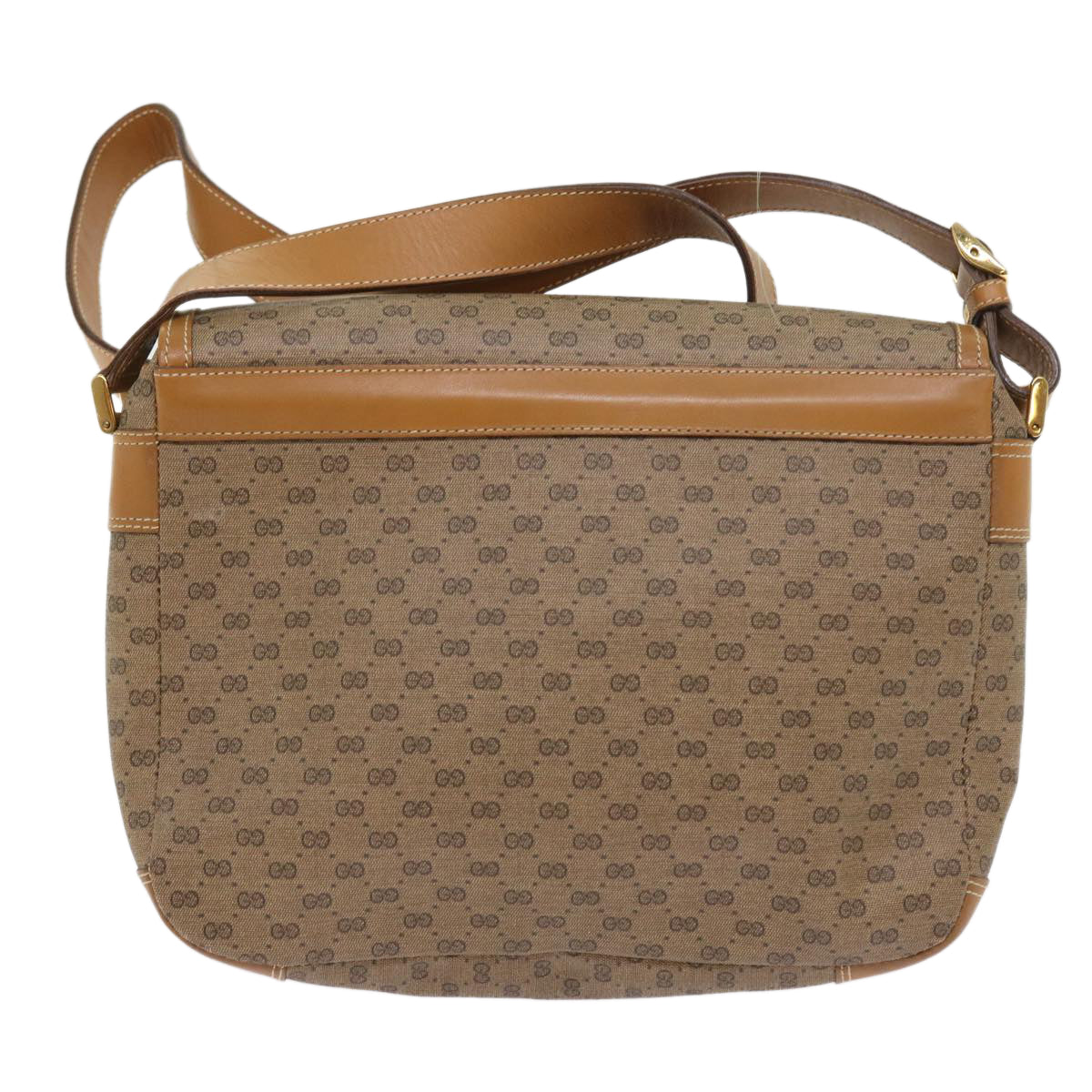 GUCCI Micro GG Canvas Shoulder Bag PVC Leather Beige Auth yk8723