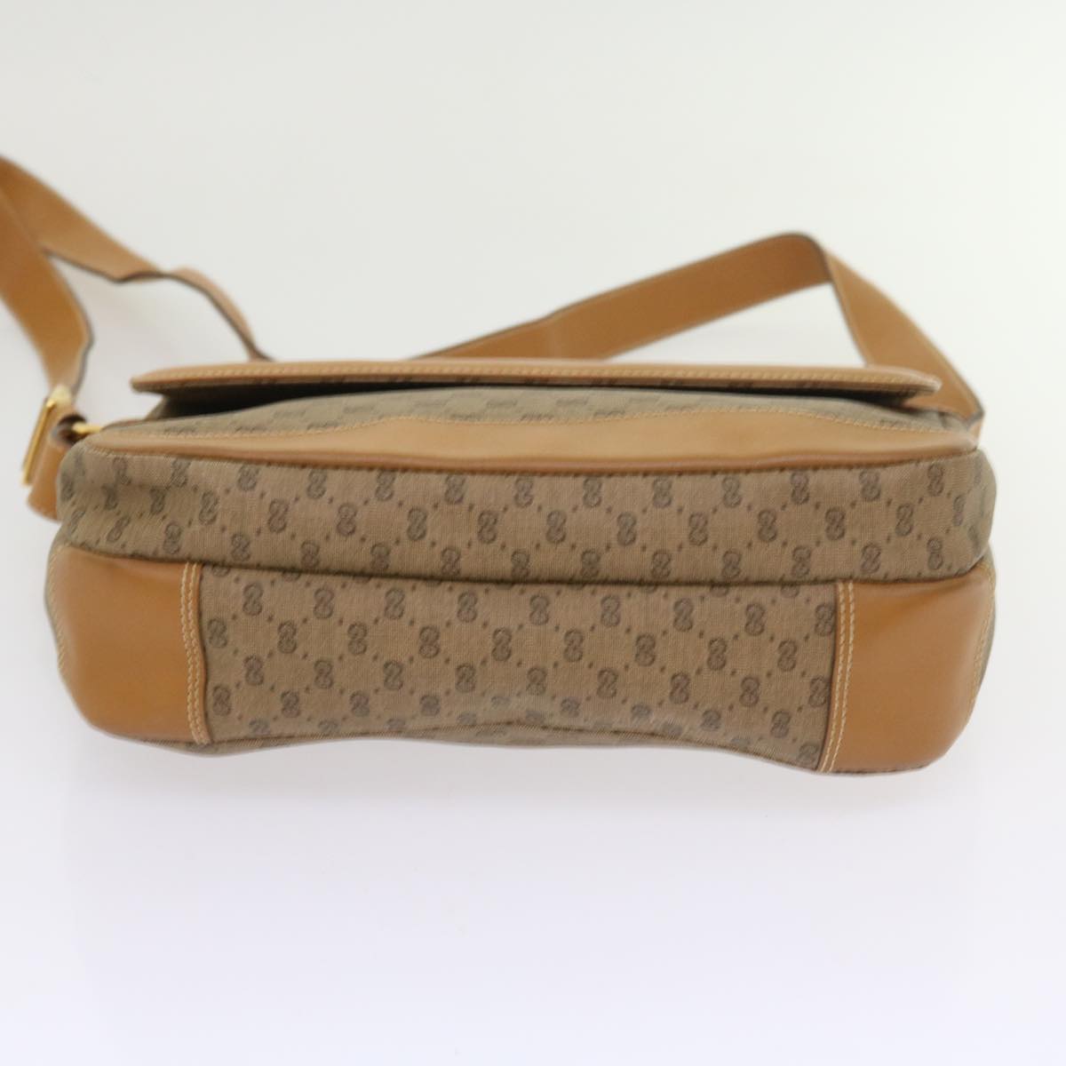 GUCCI Micro GG Canvas Shoulder Bag PVC Leather Beige Auth yk8723