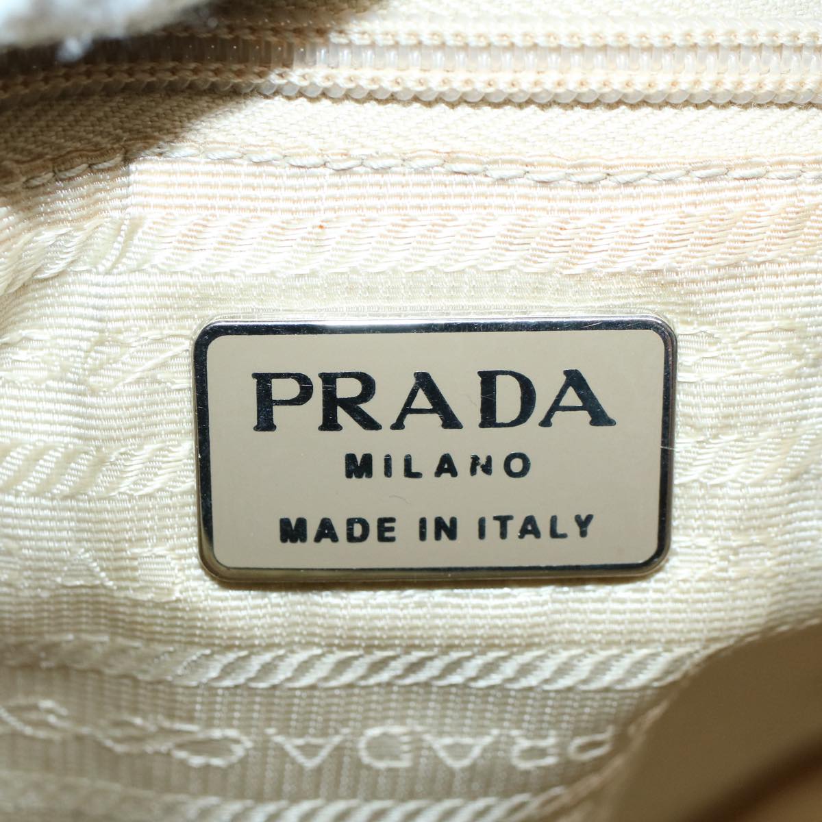 PRADA Tote Bag Nylon Beige Auth yk8872