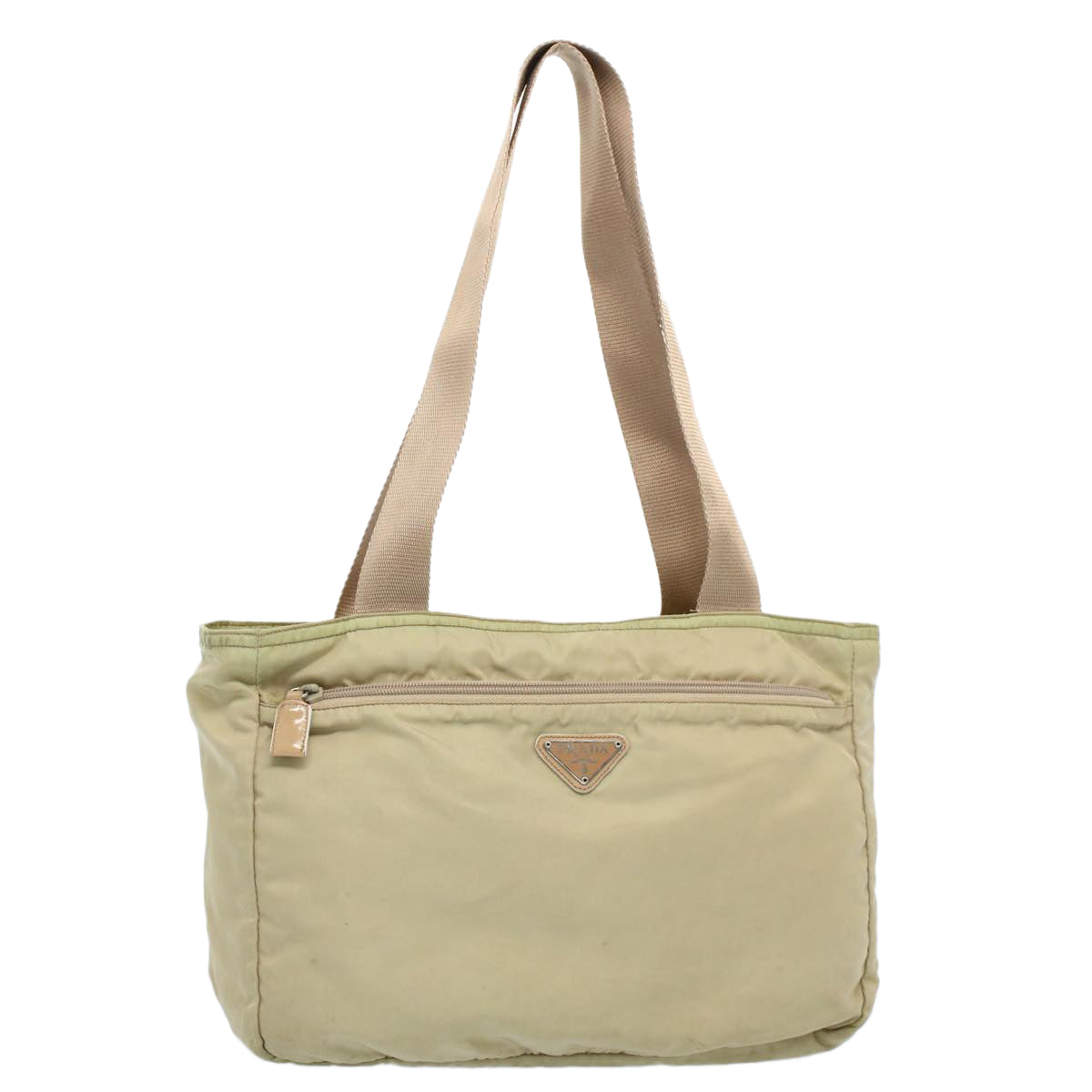 PRADA Tote Bag Nylon Beige Auth yk8872