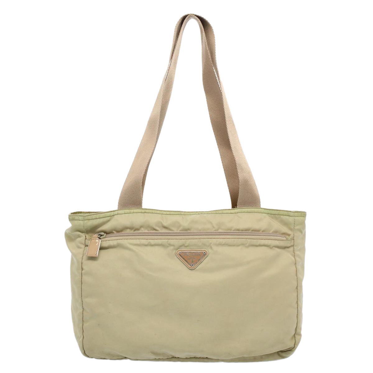 PRADA Tote Bag Nylon Beige Auth yk8872