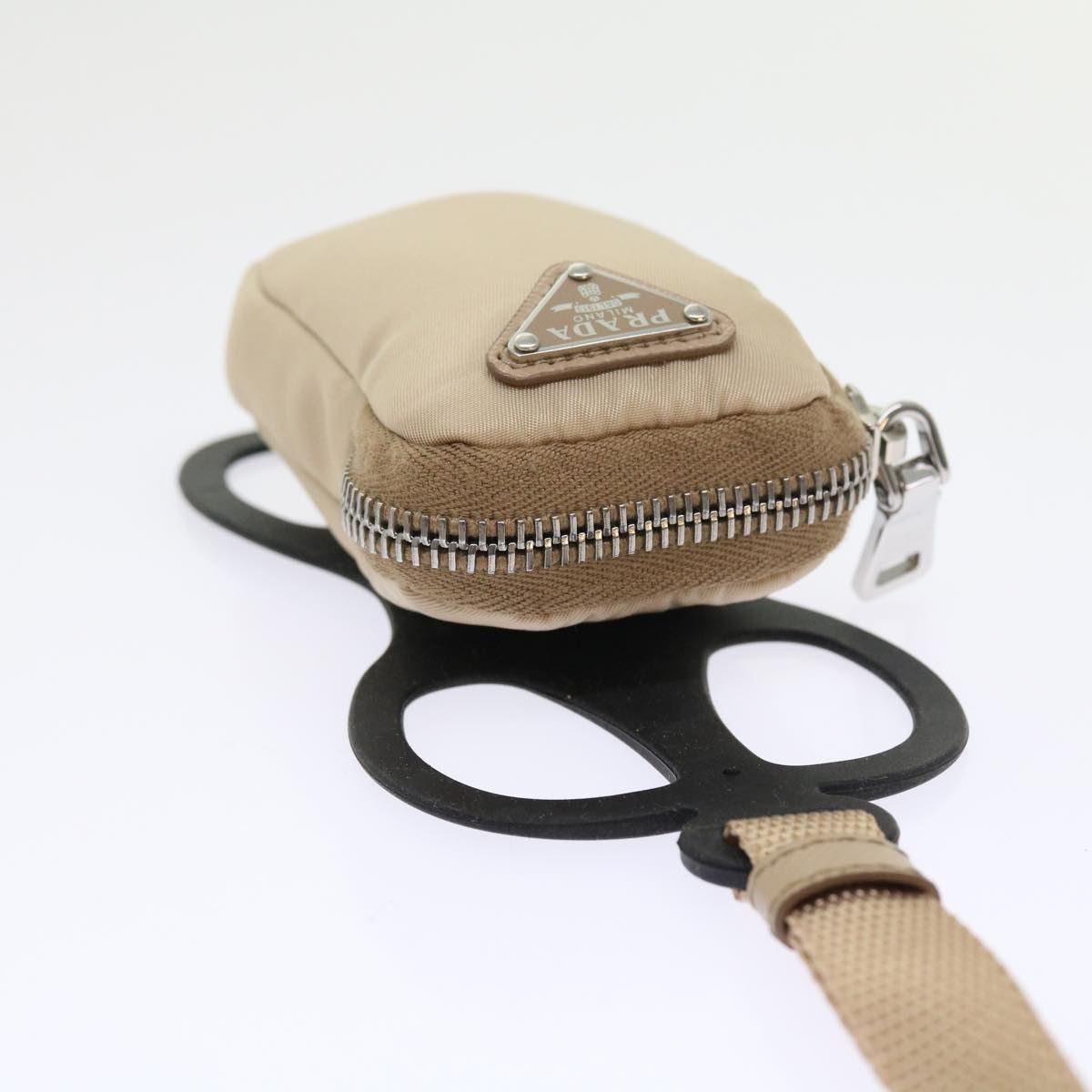 PRADA Smartphone Holder Pouch Nylon Beige Auth yk8883