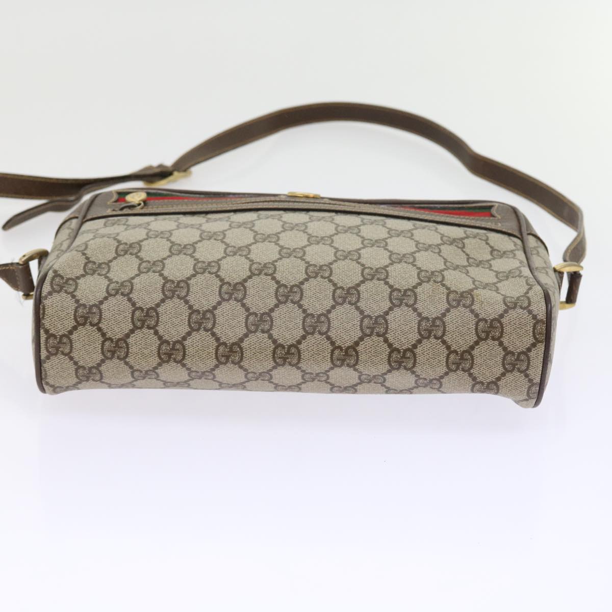 GUCCI GG Canvas Web Sherry Line Shoulder Bag Beige Red 40 02 088 Auth yk8896