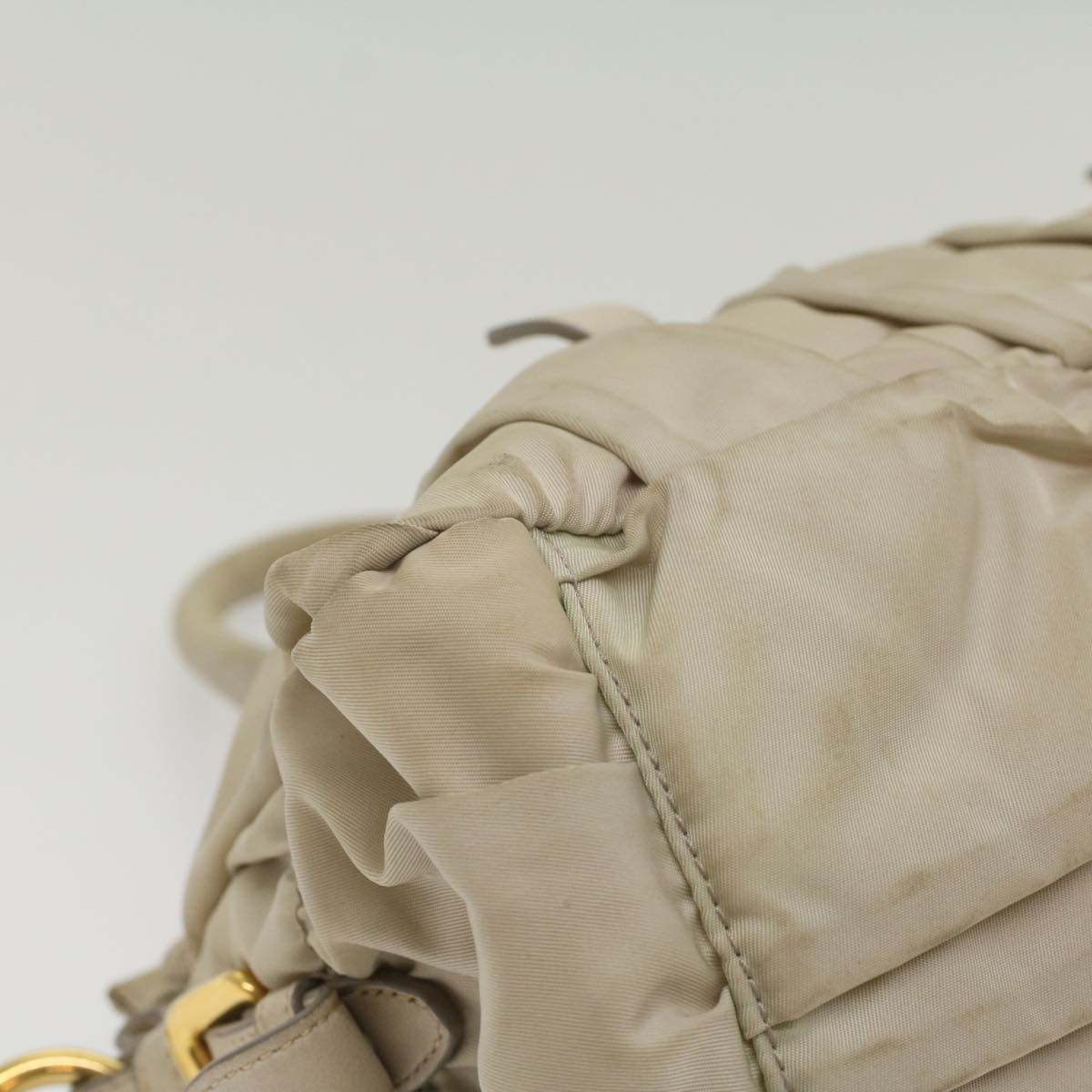 PRADA Hand Bag Nylon 2way Beige Auth yk8900