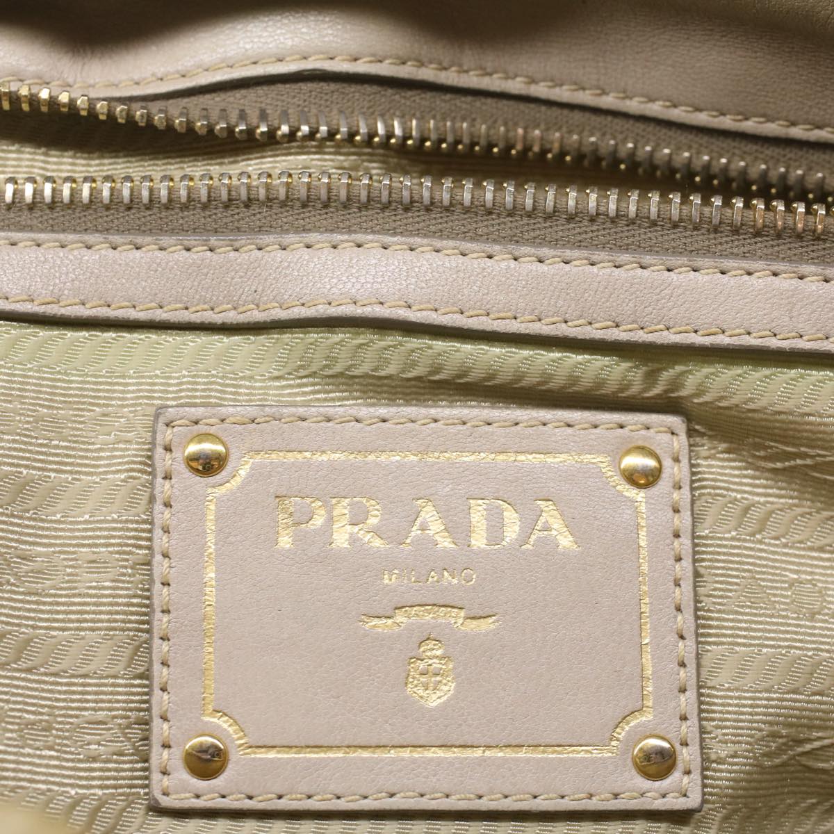 PRADA Hand Bag Nylon 2way Beige Auth yk8900