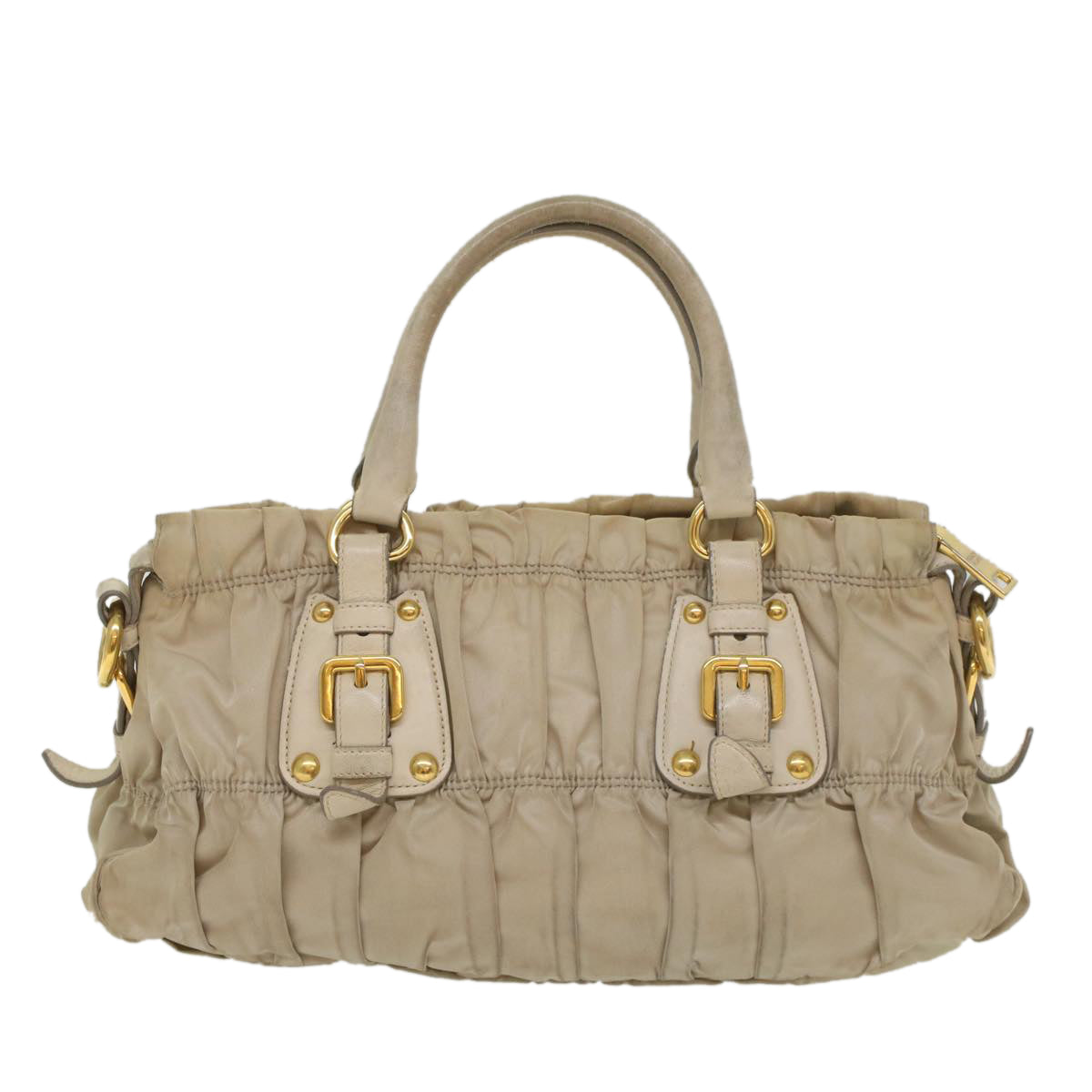 PRADA Hand Bag Nylon 2way Beige Auth yk8900