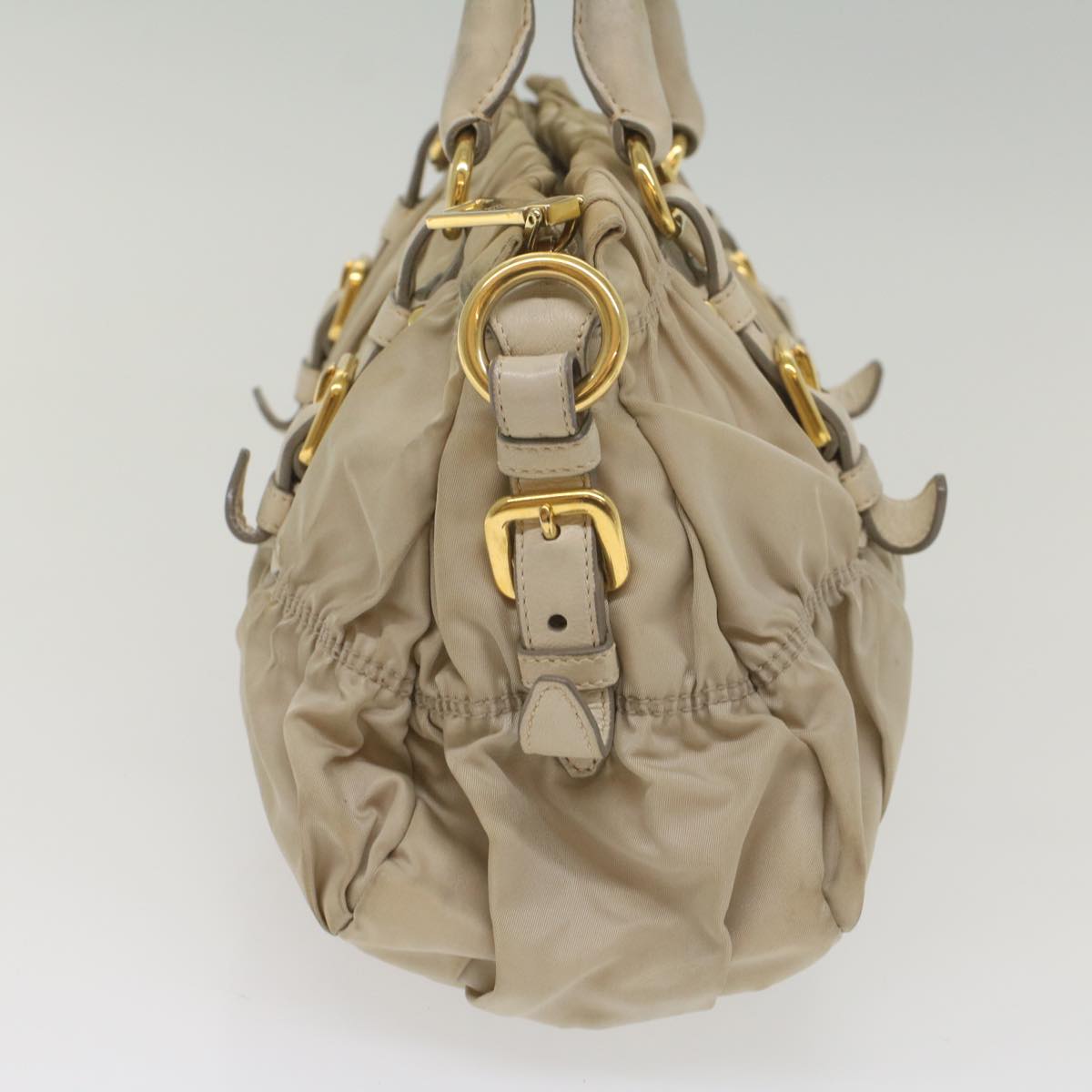 PRADA Hand Bag Nylon 2way Beige Auth yk8900