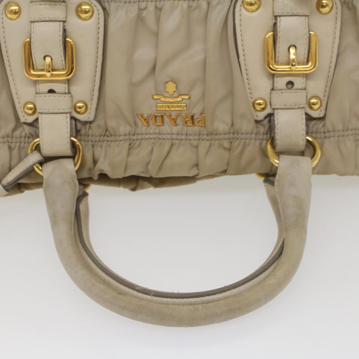 PRADA Hand Bag Nylon 2way Beige Auth yk8900